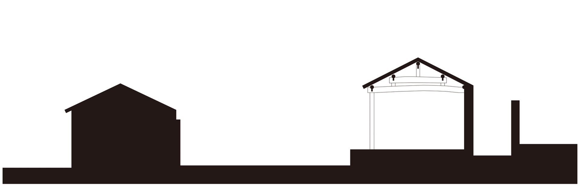 Silhouette cross-section of a residential building