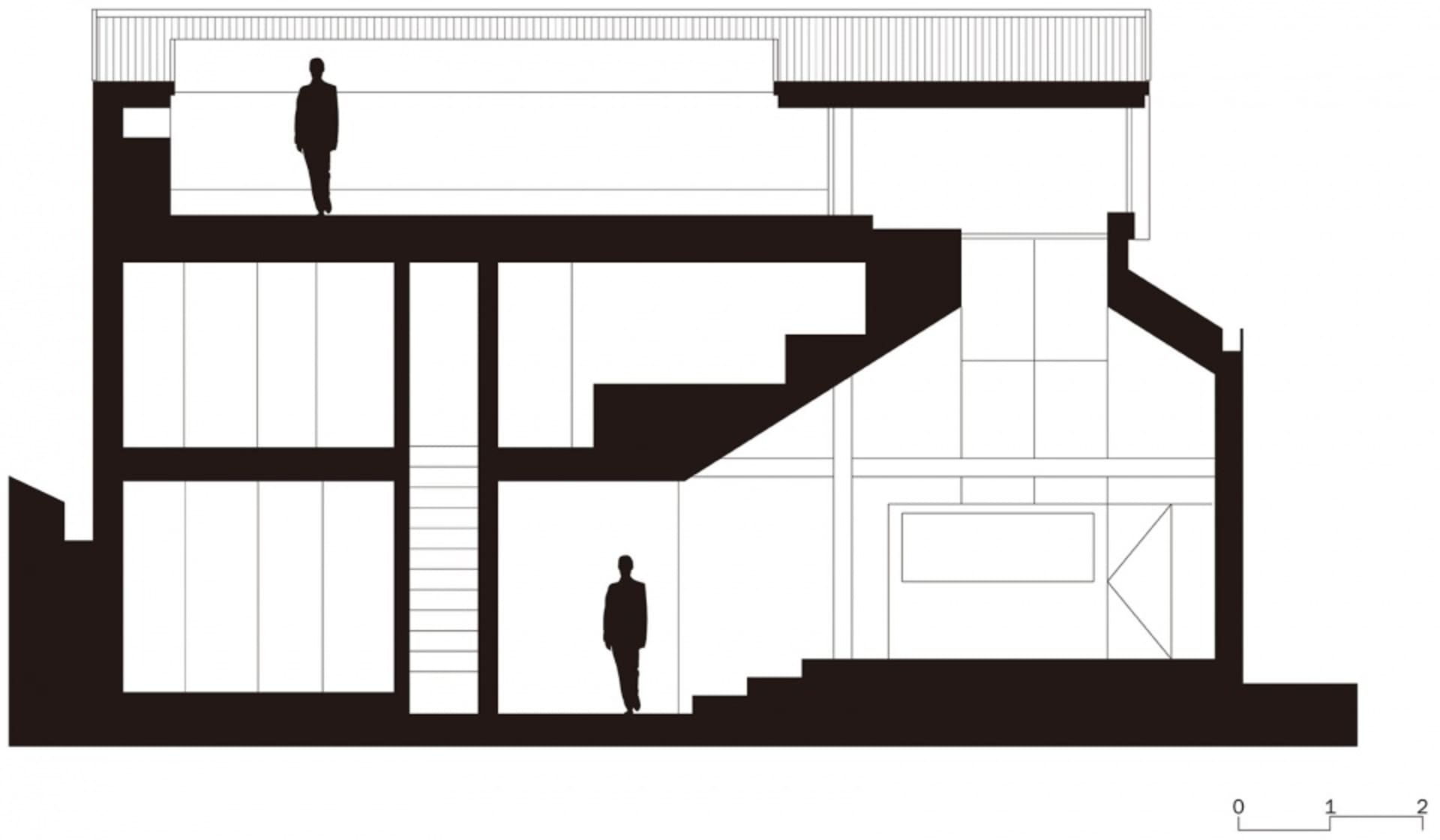 現代室內空間的建築圖，展示多種房間與區域配置。