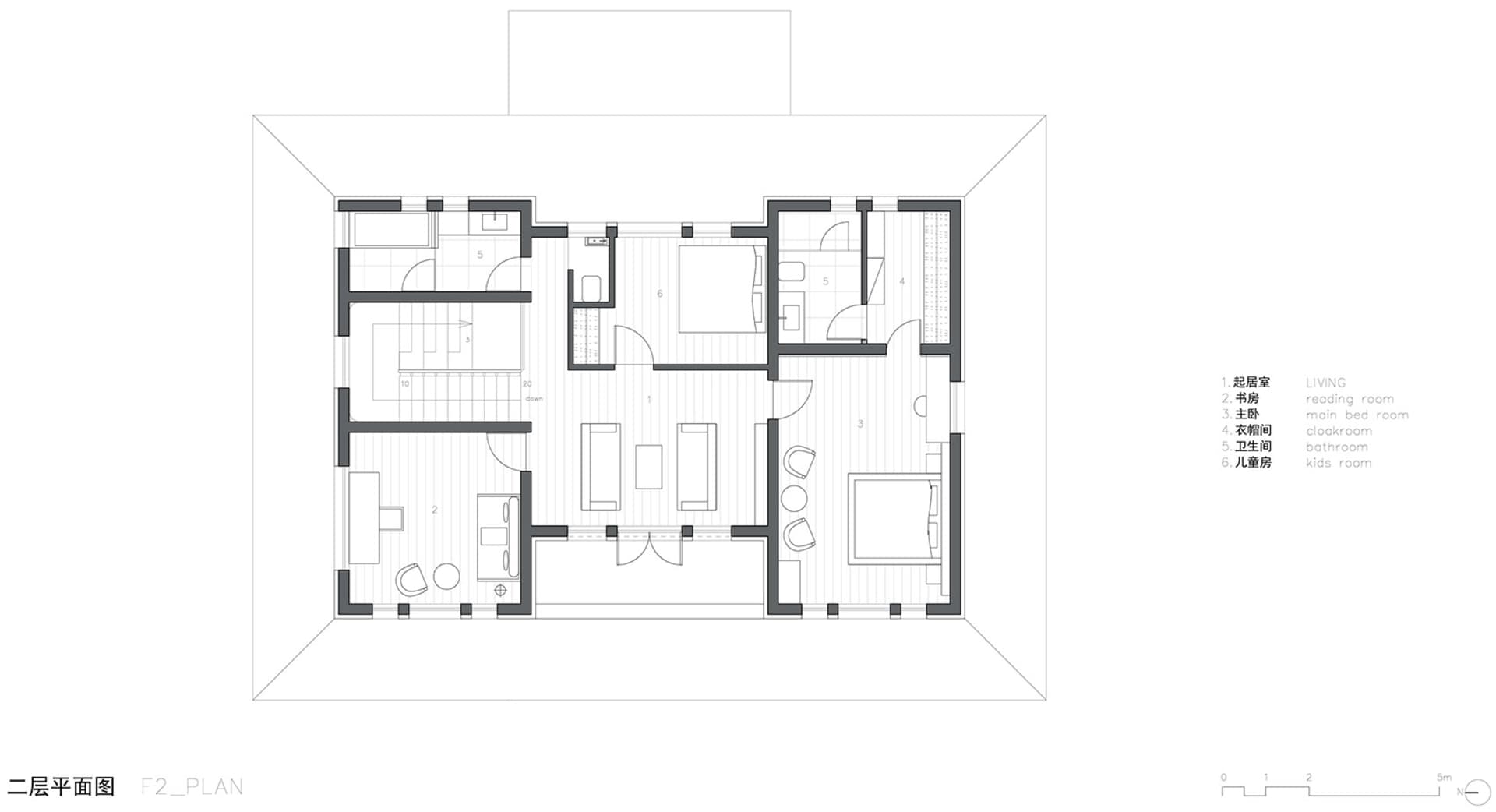 Detailed architectural drawing of a house's floor plan, including rooms and layout.