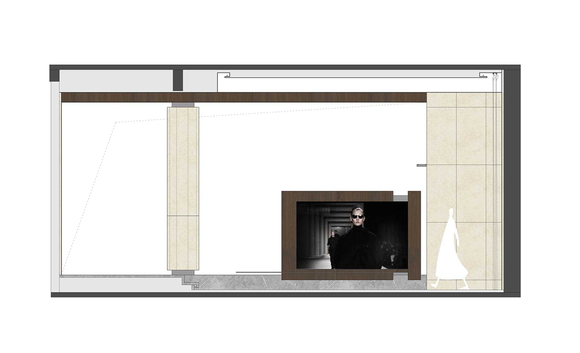 Modern interior design featuring expansive bookshelves filled with books.