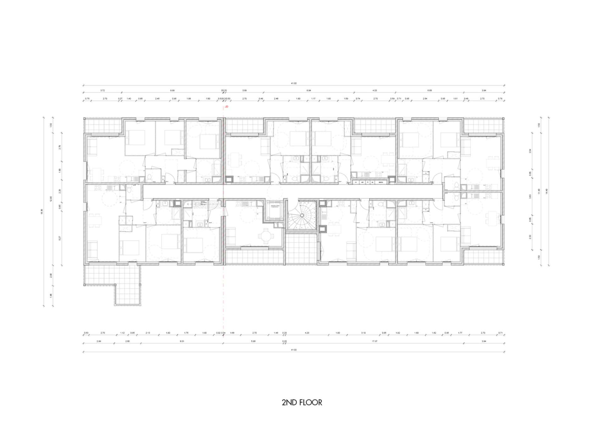Blueprint of a 2nd floor apartment layout