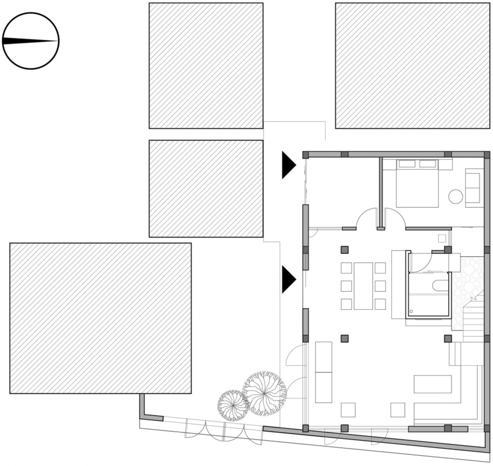 Modern residential floor plan featuring a contemporary design with wooden elements.
