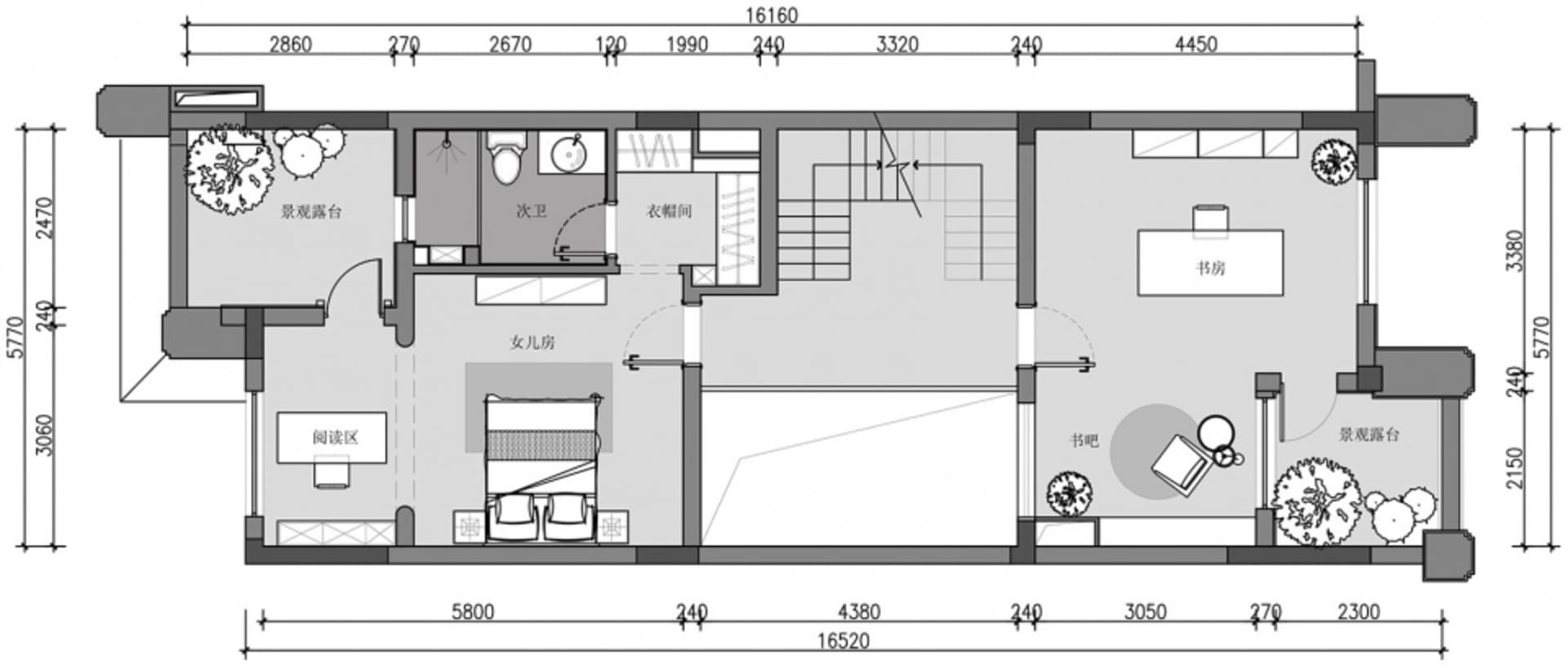住宅的詳細建築平面圖。