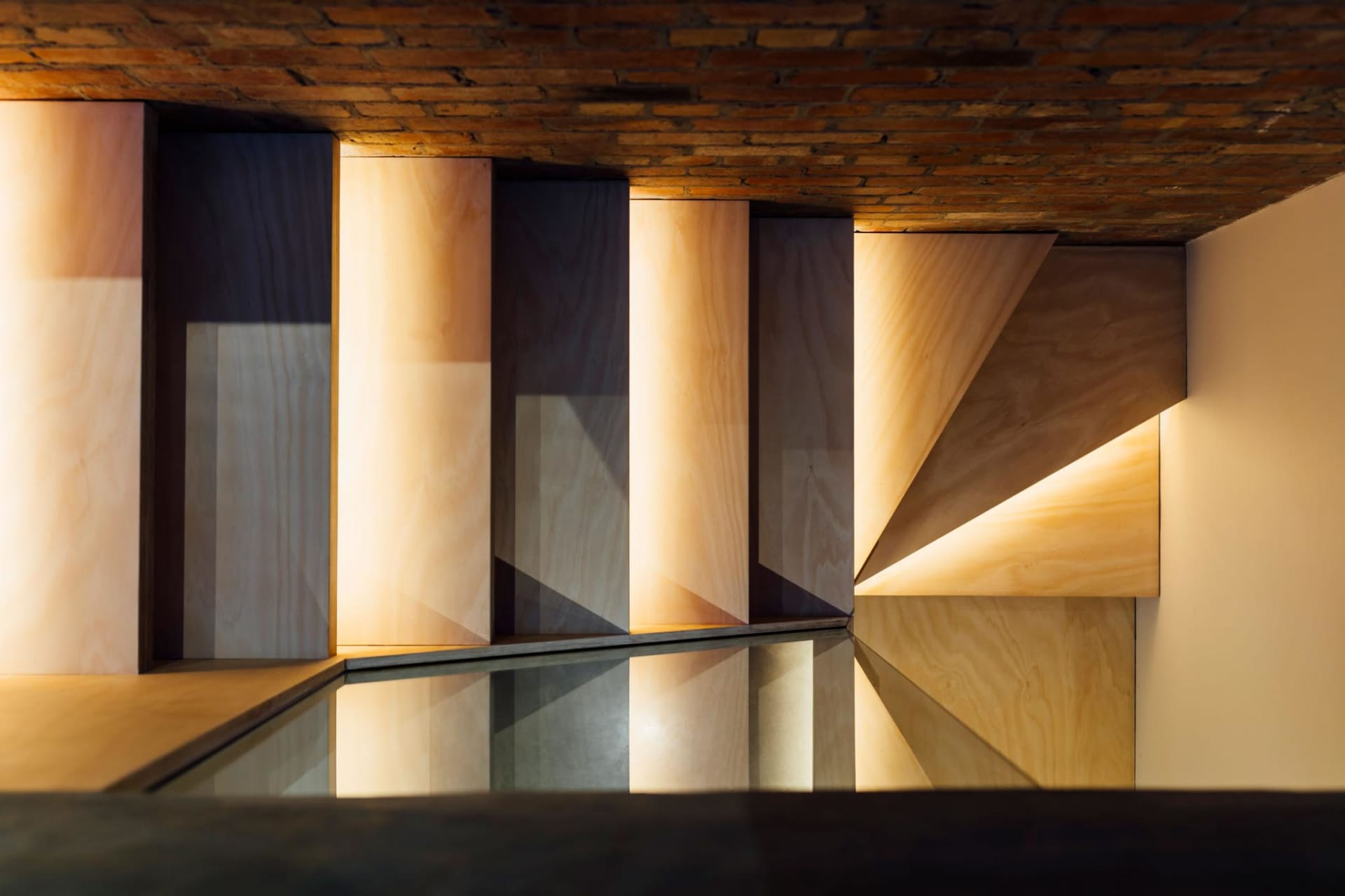 A modern cabinet made of wood plywood