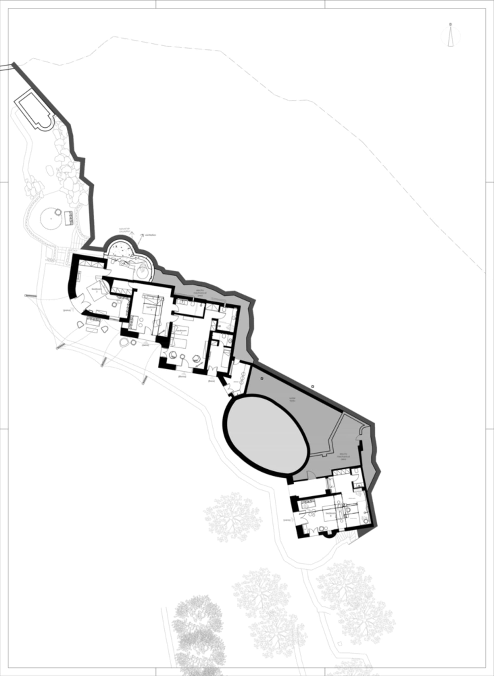 Detailed architectural floor plan with black lines on a white background.