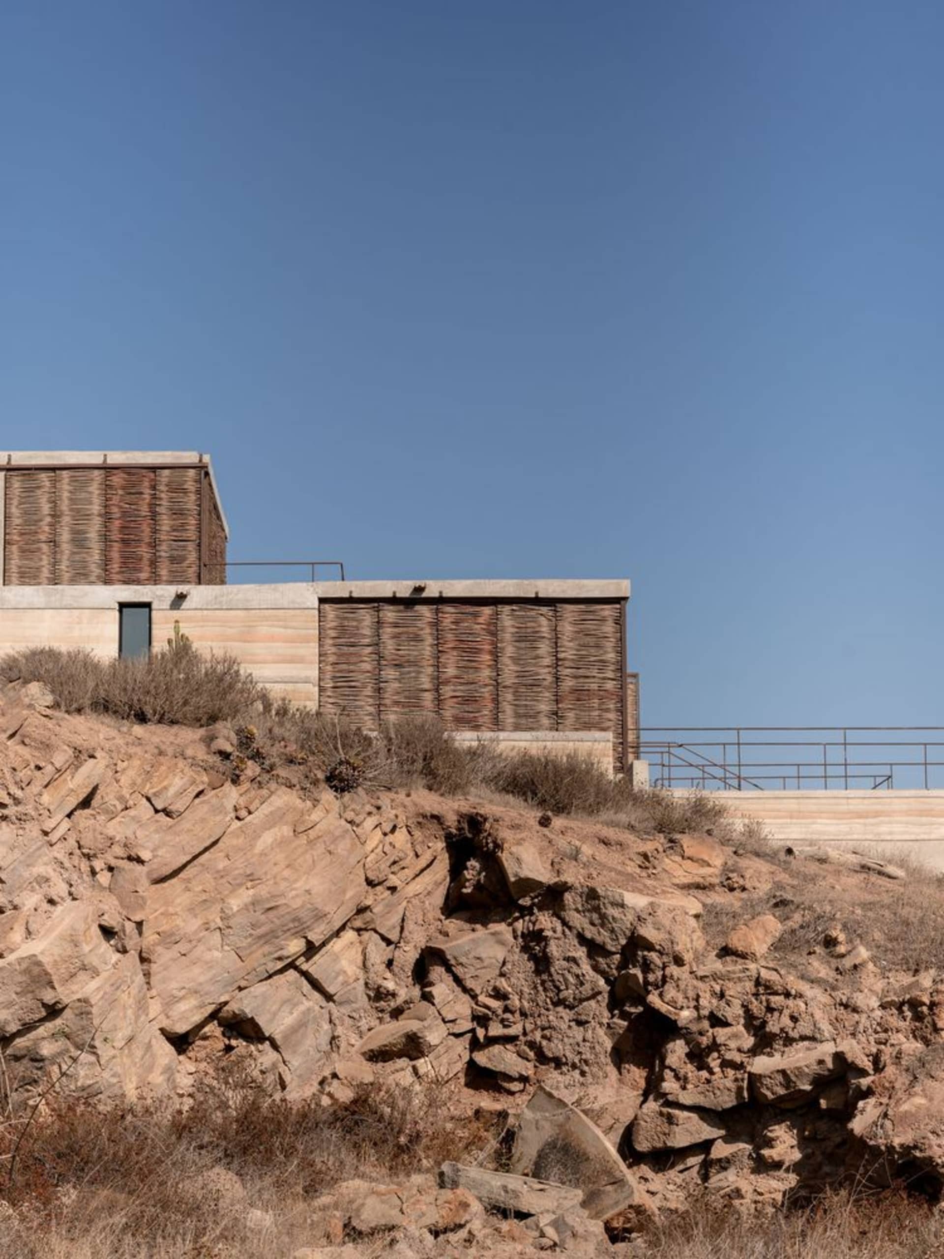 Modern building constructed of concrete with a minimalist design.