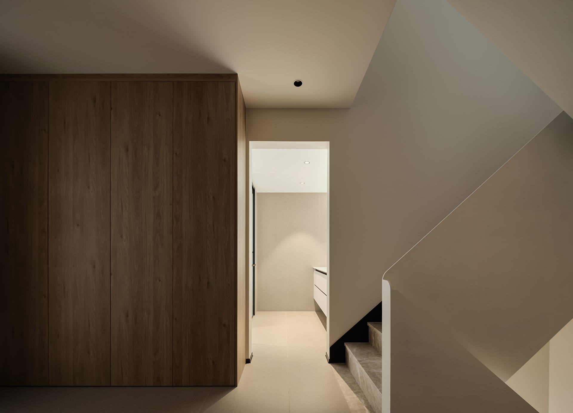 Modern interior design with minimalist wooden elements
