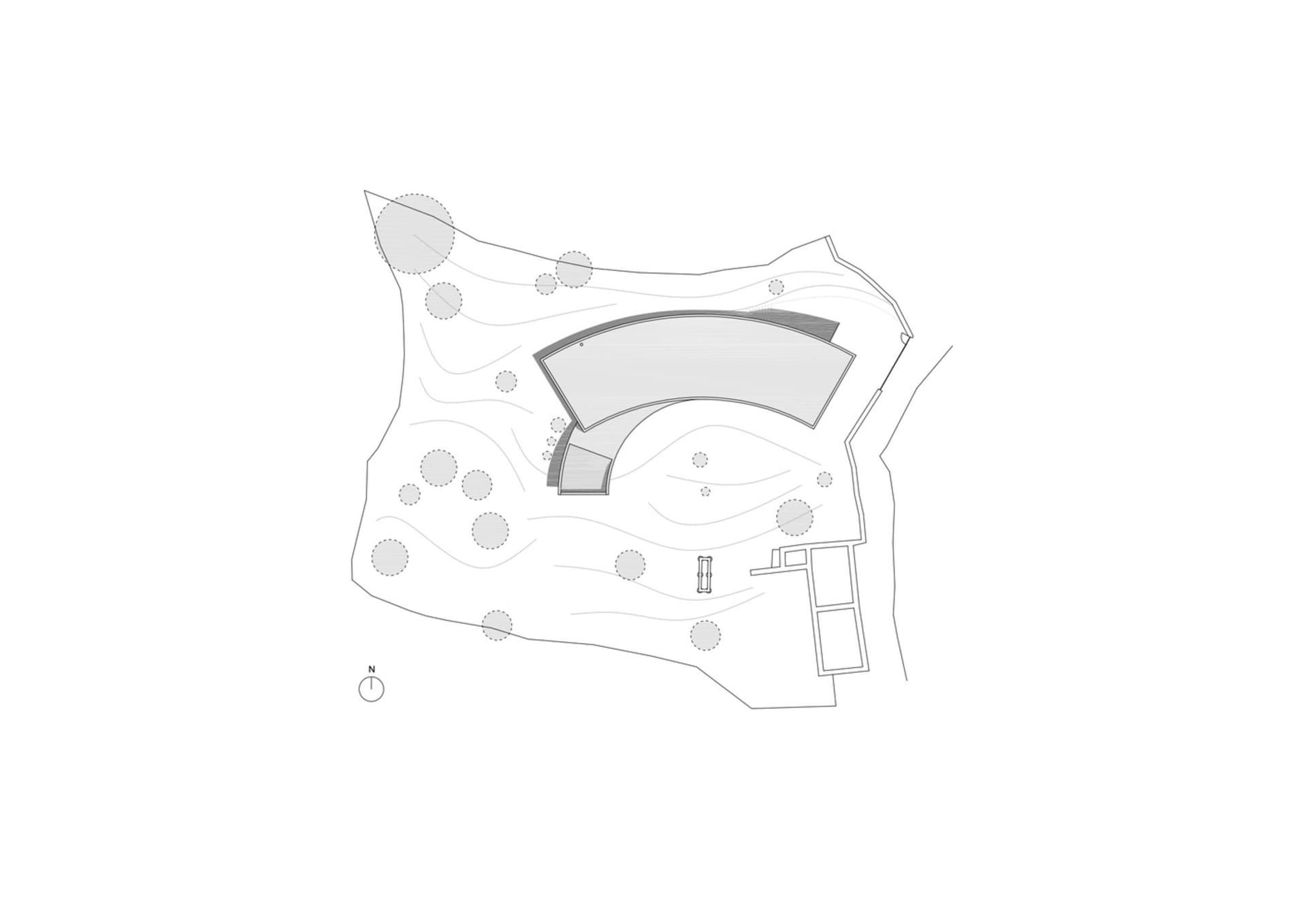 一張黑白現代建築平面圖。