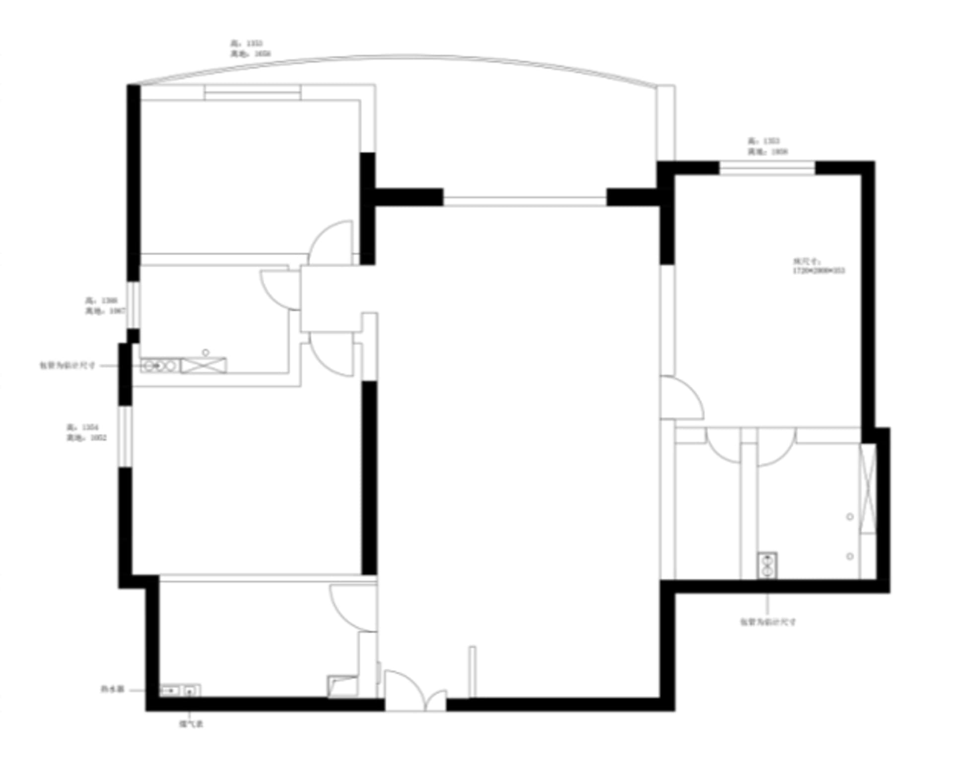 A detailed blueprint of a modern flat layout.