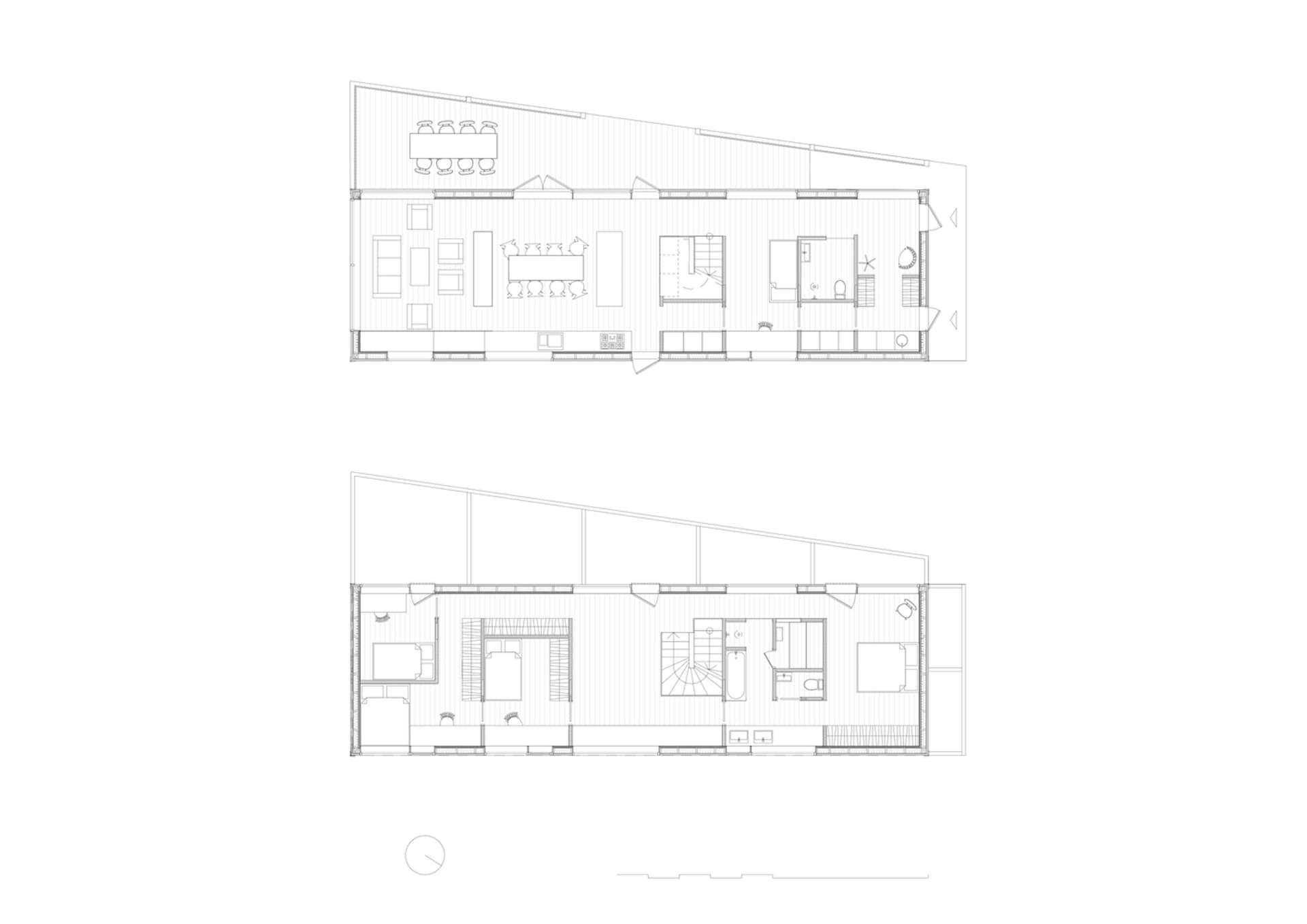 A floor plan of a modern apartment showing various rooms and functional areas.