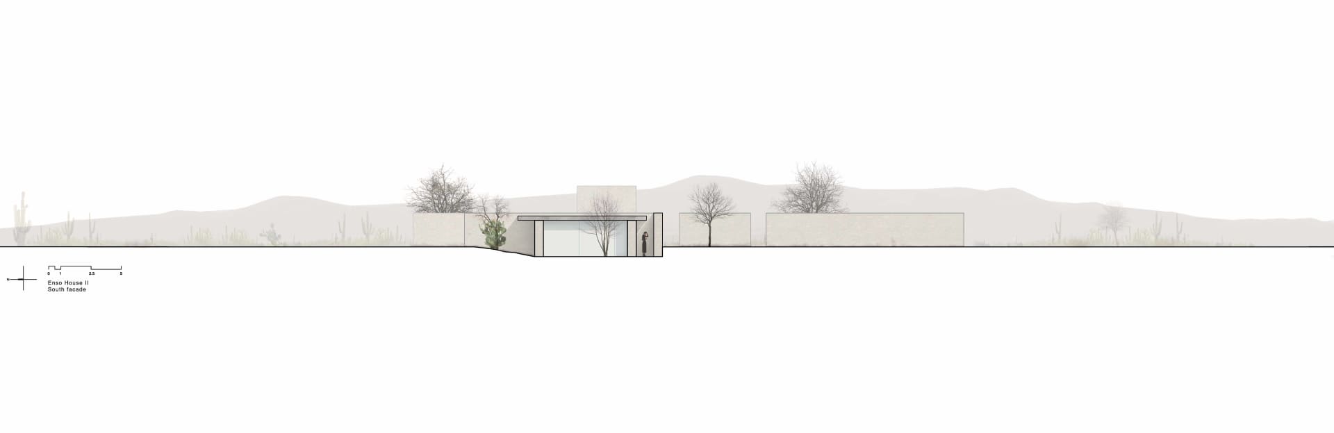 A modern architectural exterior with a minimalist design using concrete materials.