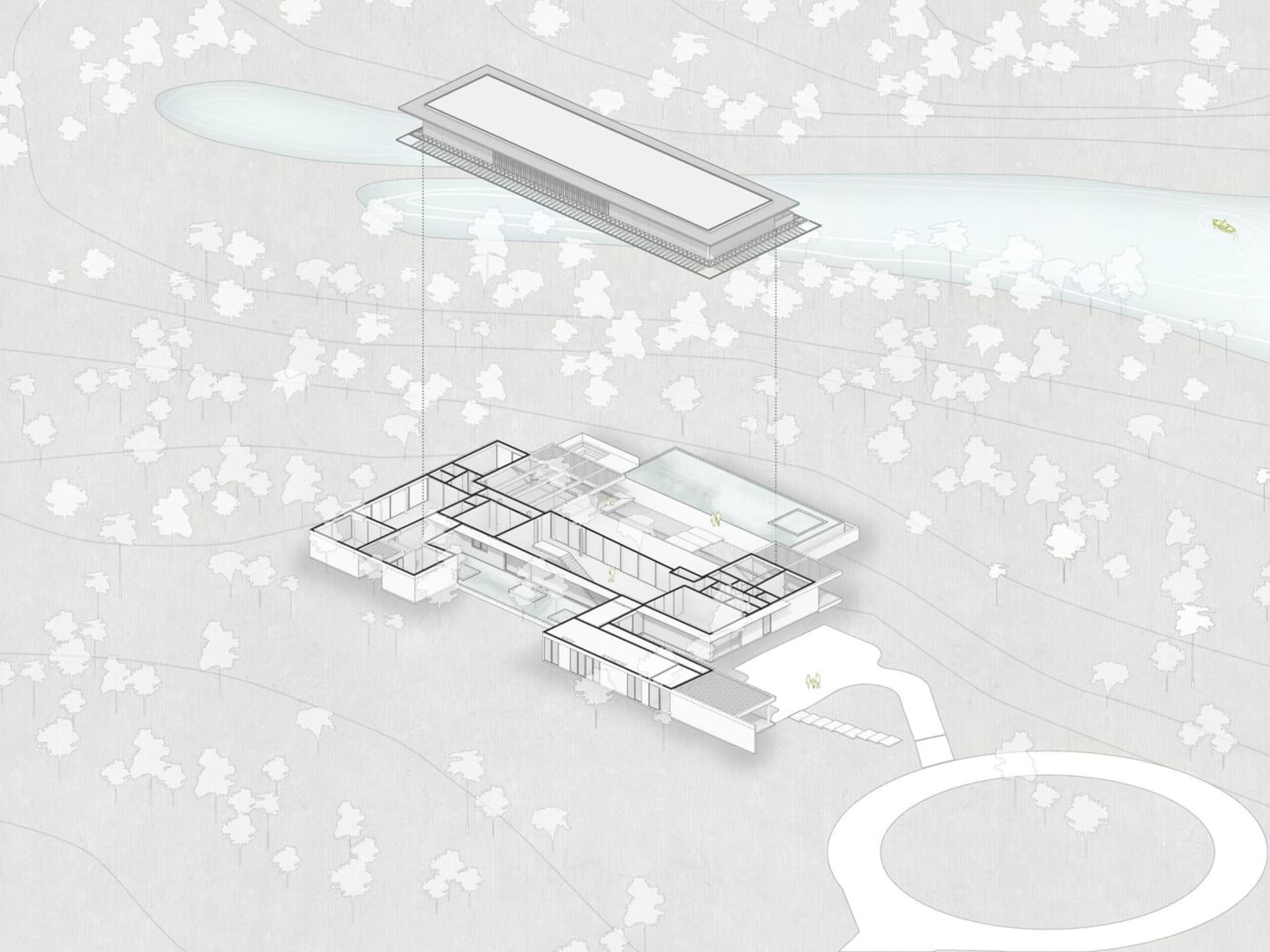 An architectural floor plan drawing of a residential building made on paper.