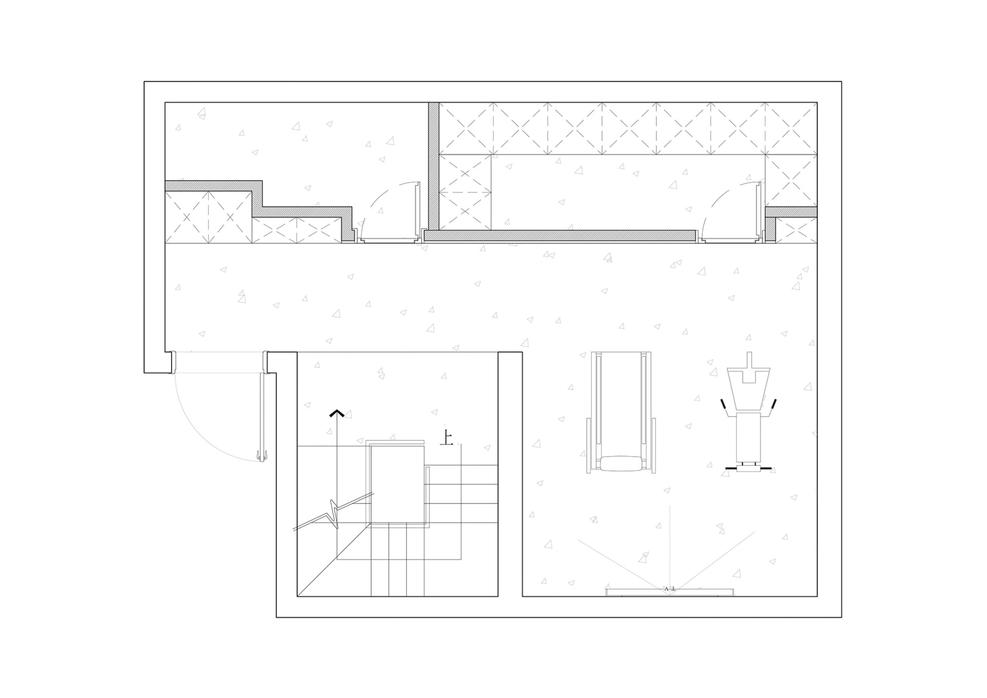 極簡建築平面圖,白色牆面搭配黑色線條