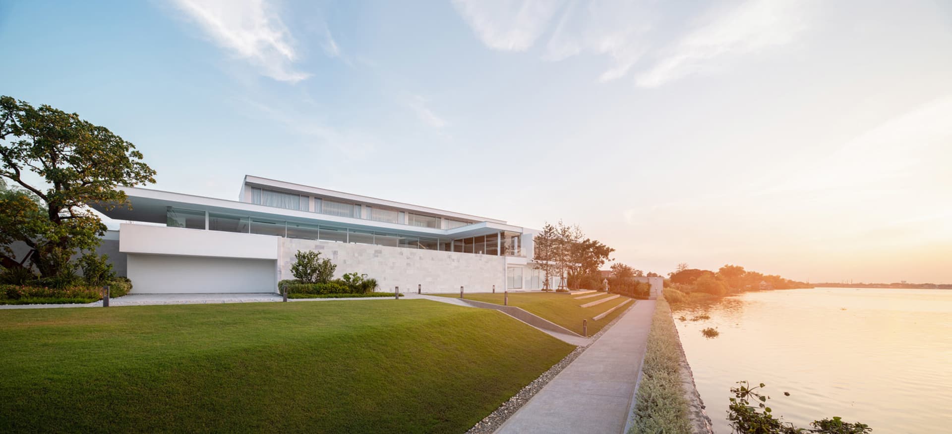 Modern residential house featuring concrete exterior