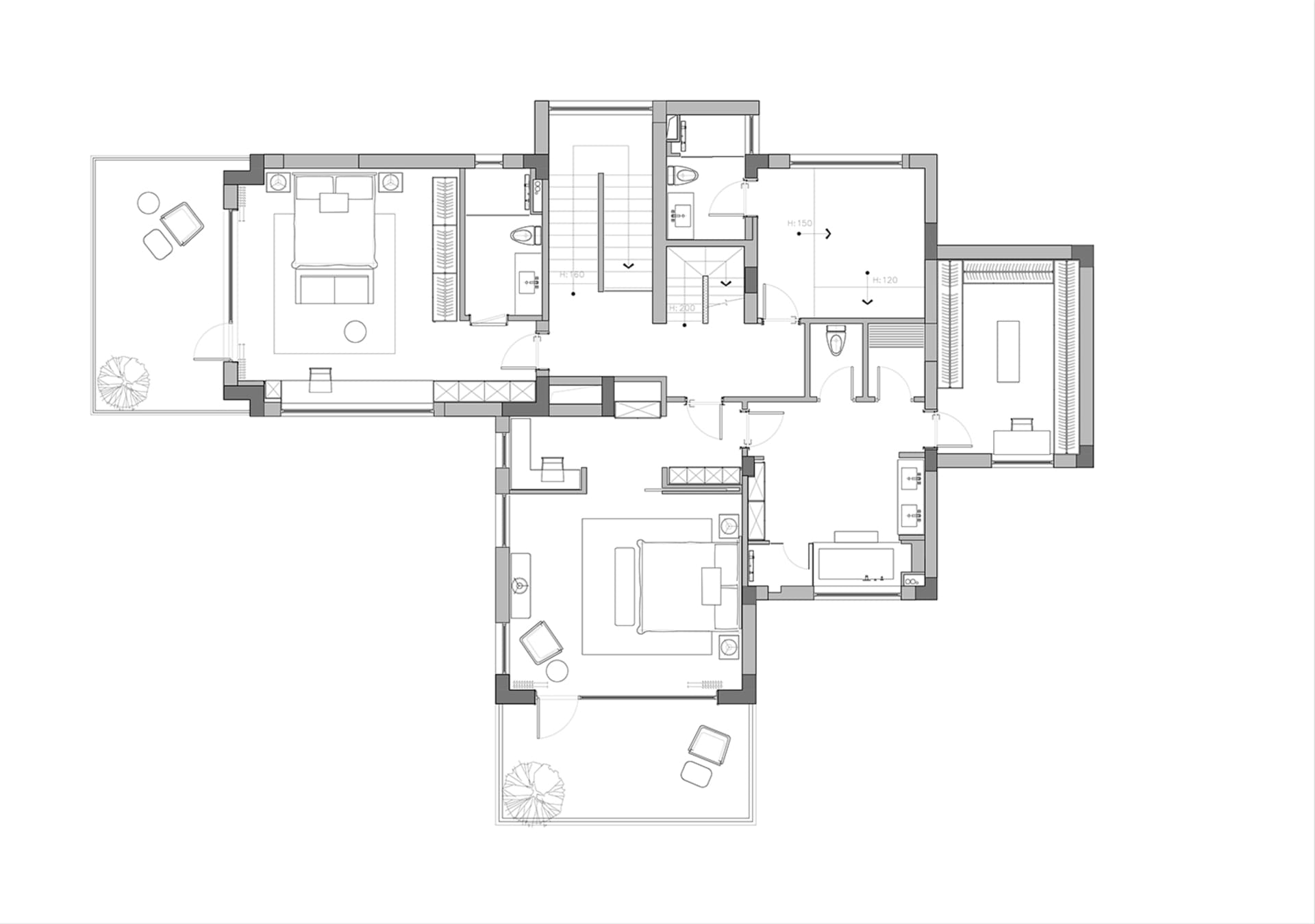 Floor plan of a modern residential interior design