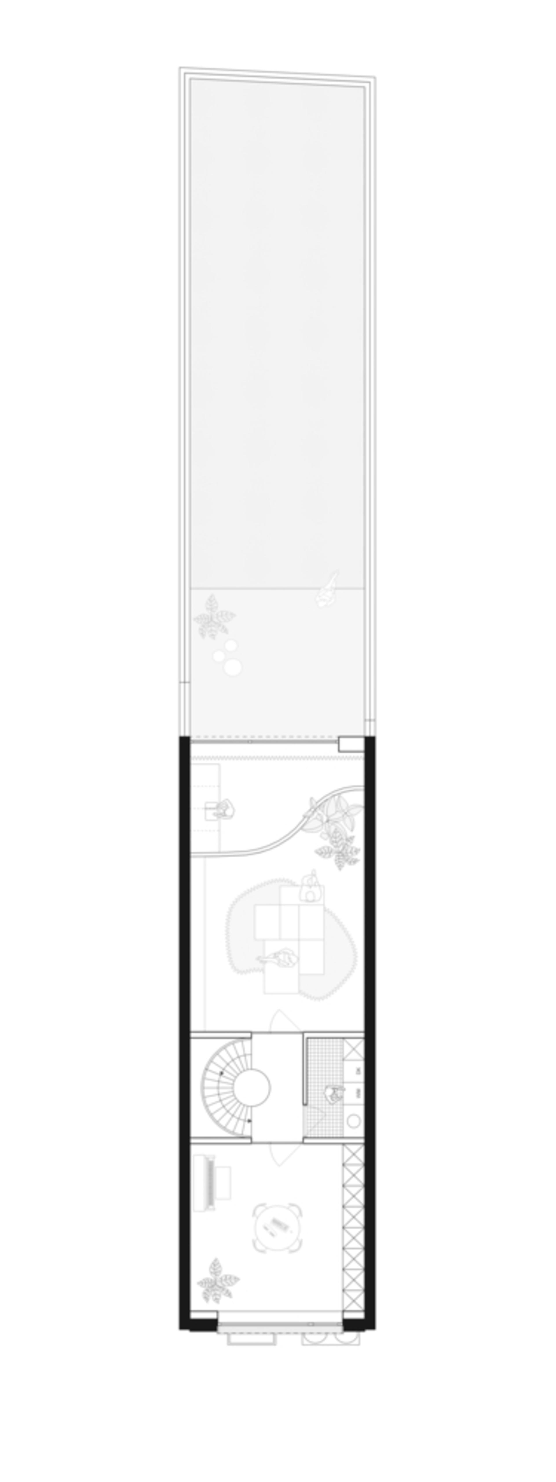 簡化的當代住宅平面藍圖，清楚標示房間界線與功能分區。