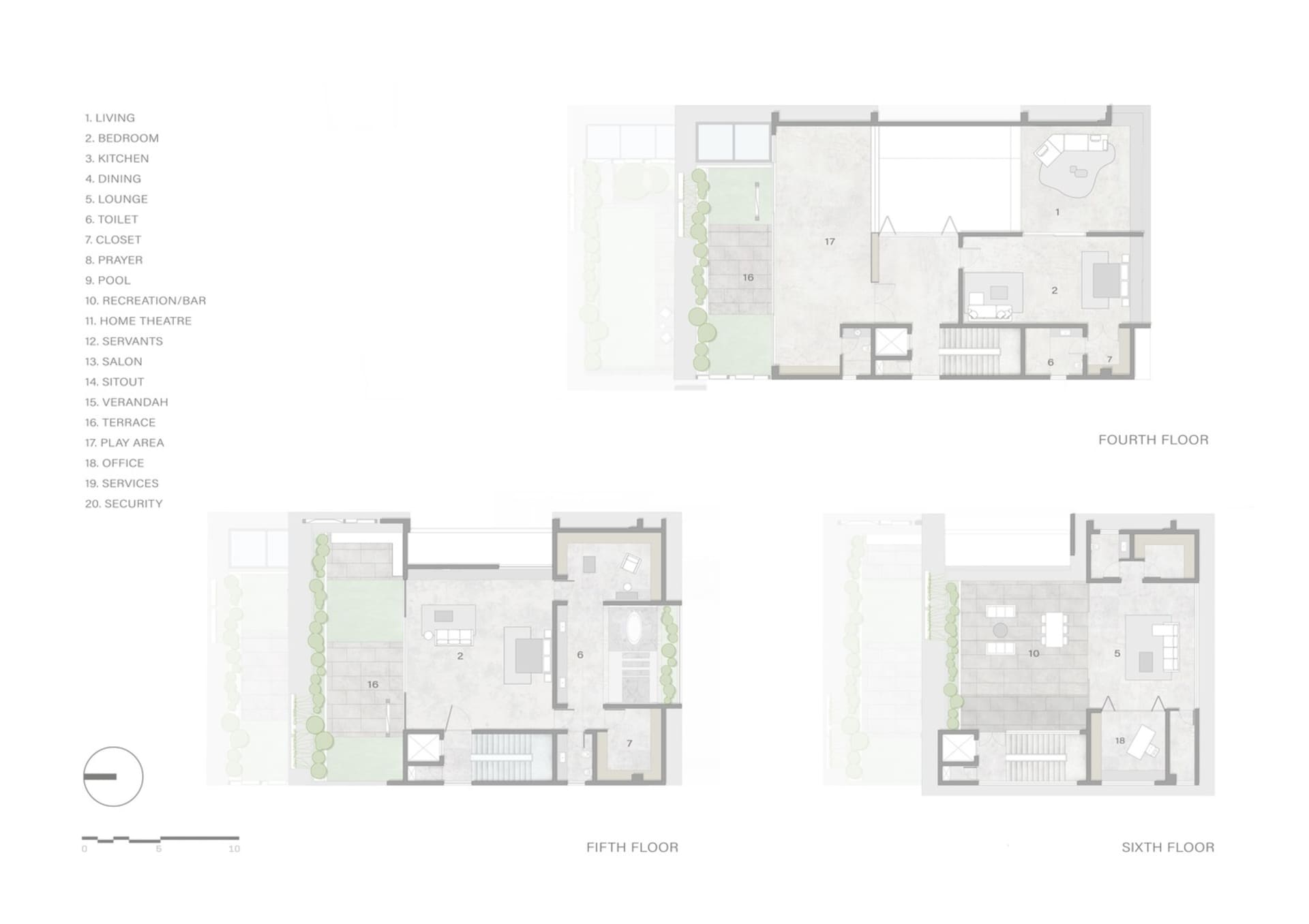 A detailed floor plan showcasing a modern residential interior with focus on layout and design.