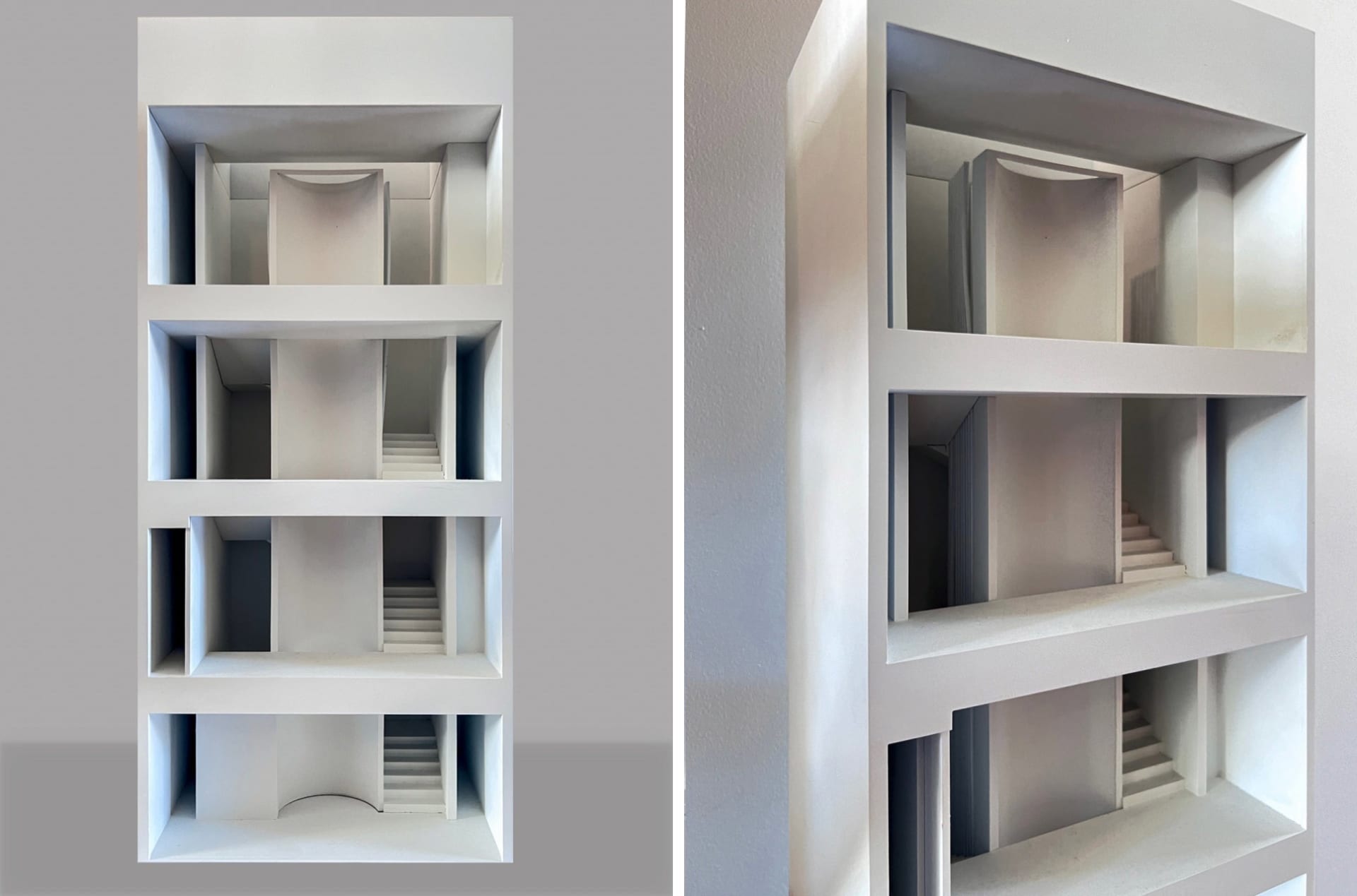 A minimalist modern living space with its clean lines and light tones.