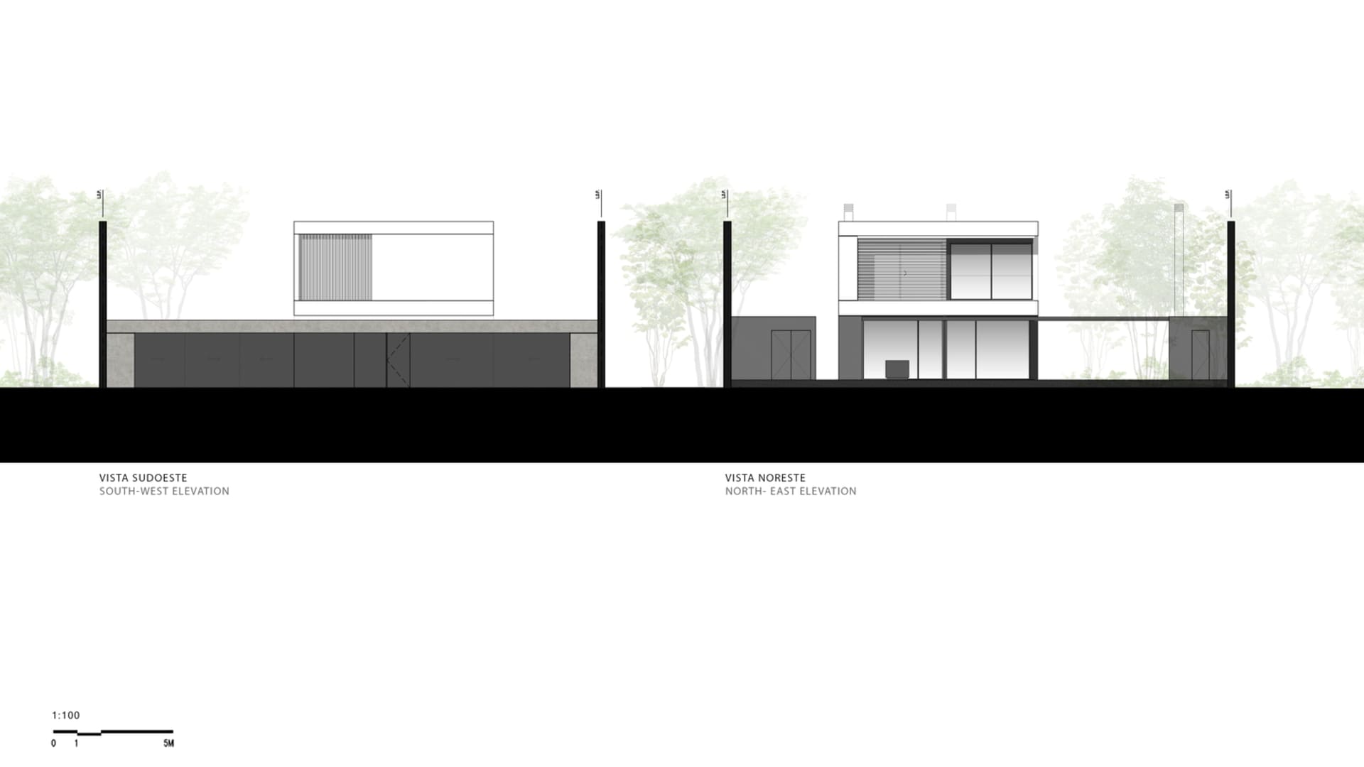 Modern building exterior with concrete materials and minimalist design