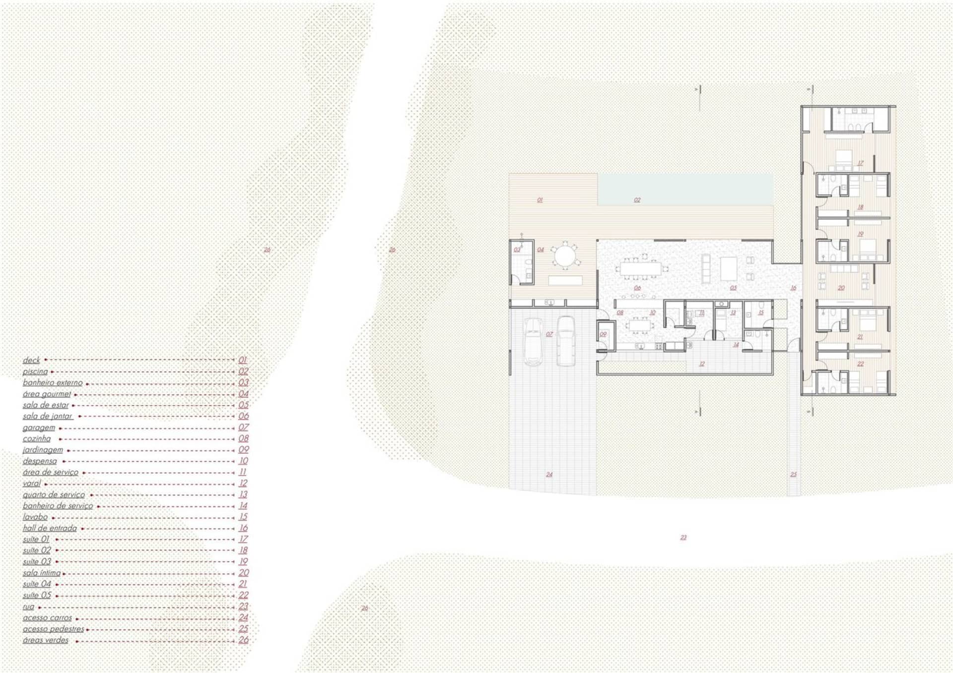 Modern residential floor plan featuring wood materials.