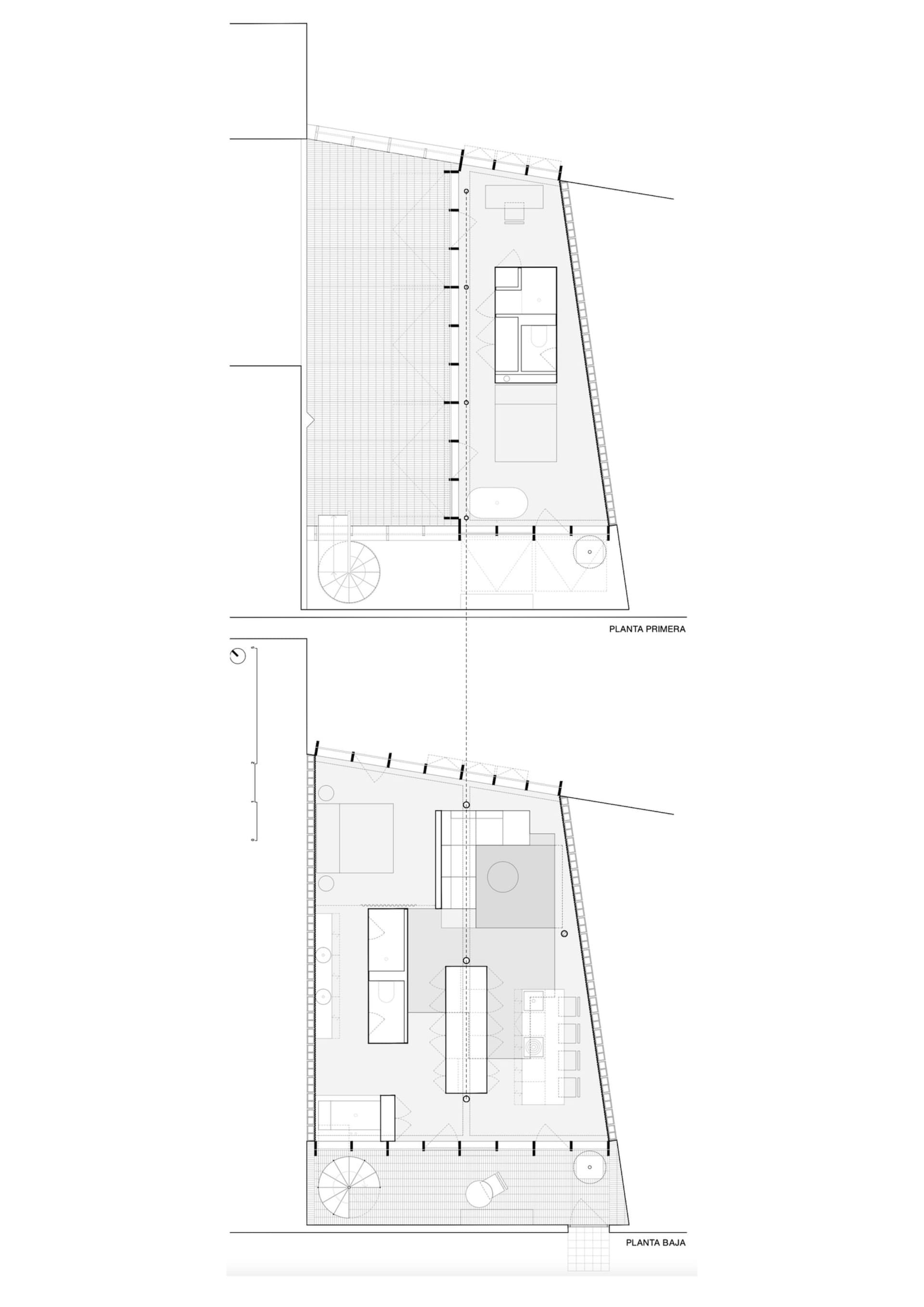 一張現代建築的詳細建築平面圖。