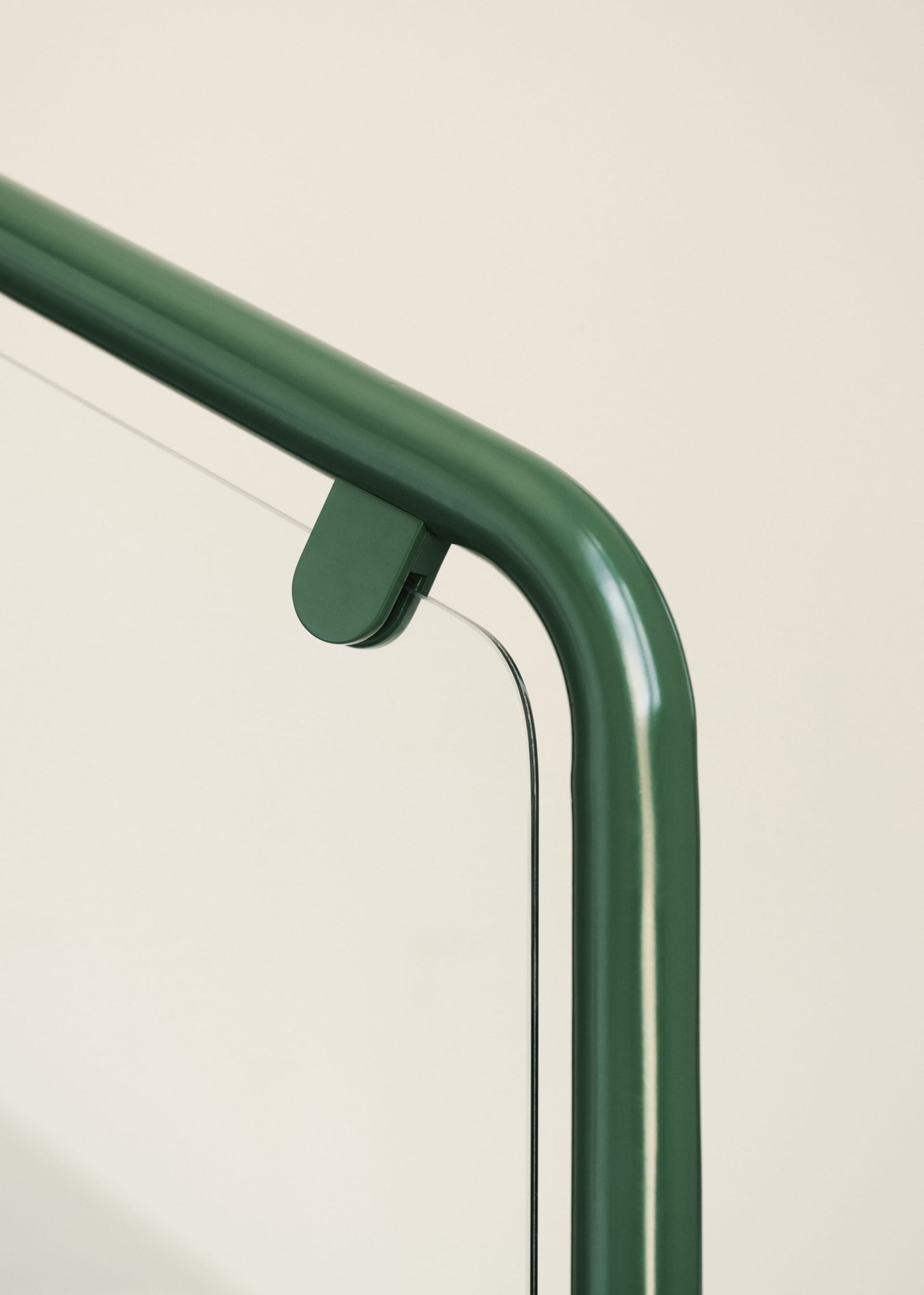 Modern green metal railing system