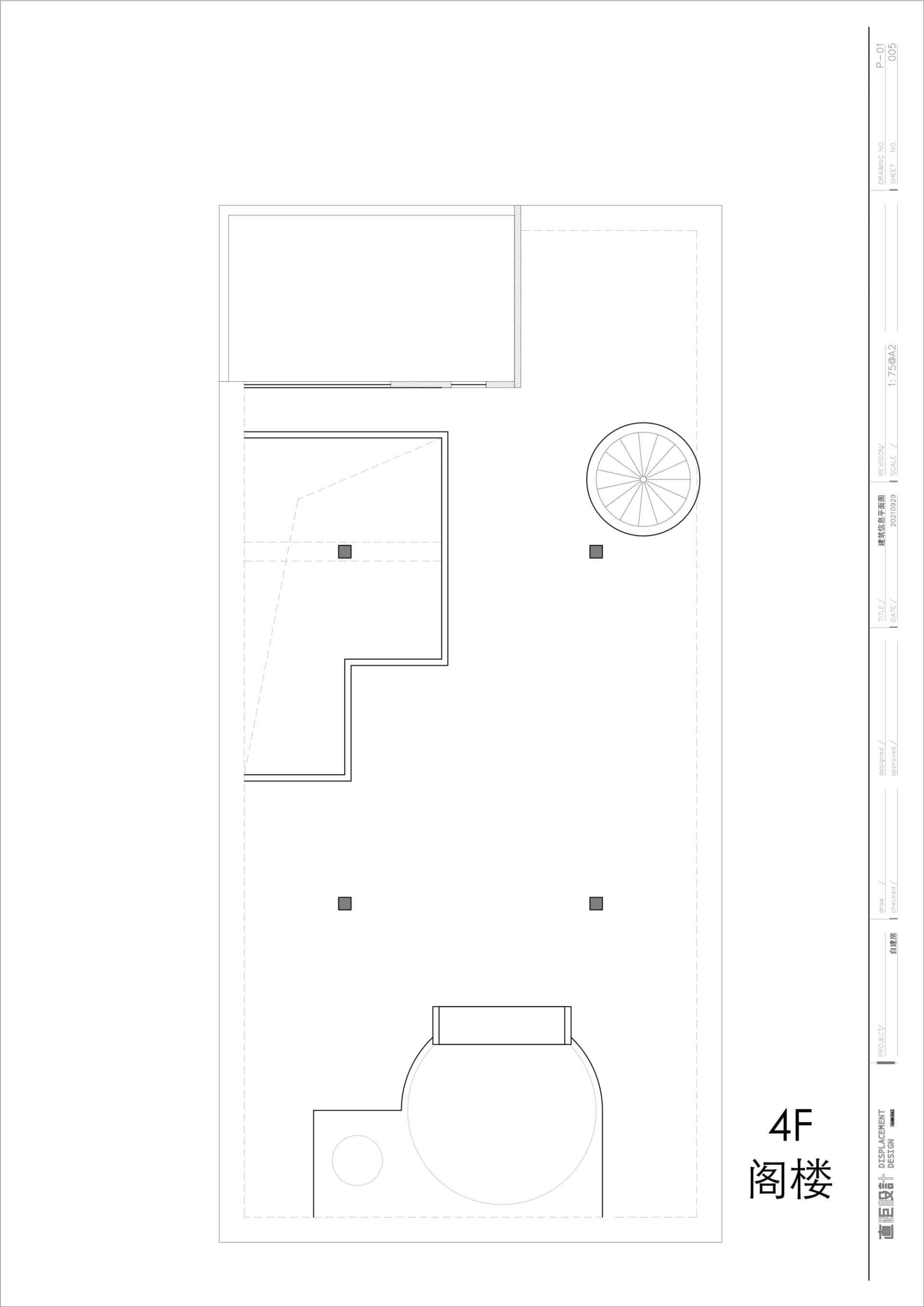 4F 建築平面圖,黑白藍圖。
