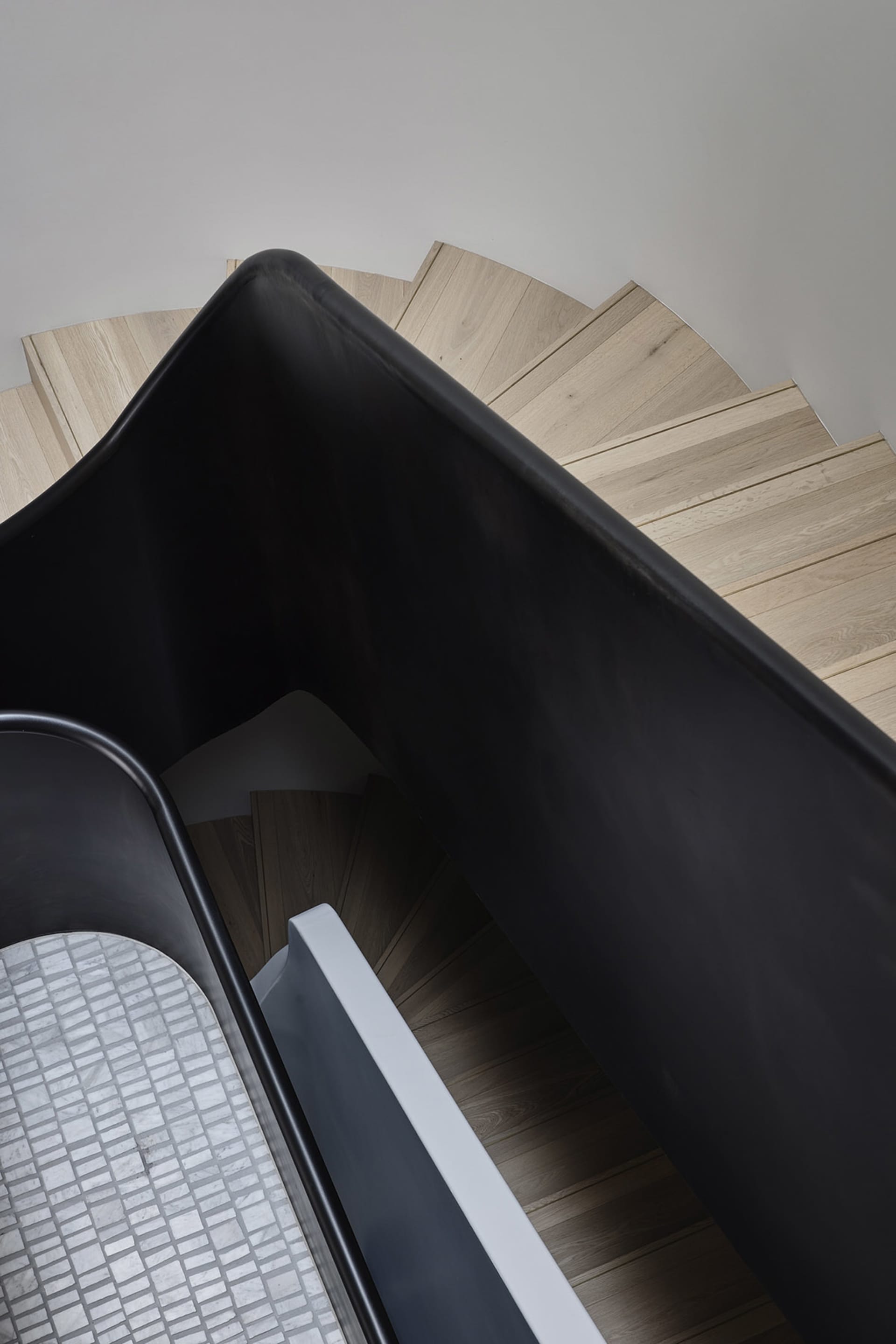 Modern black staircase made of wood and timber