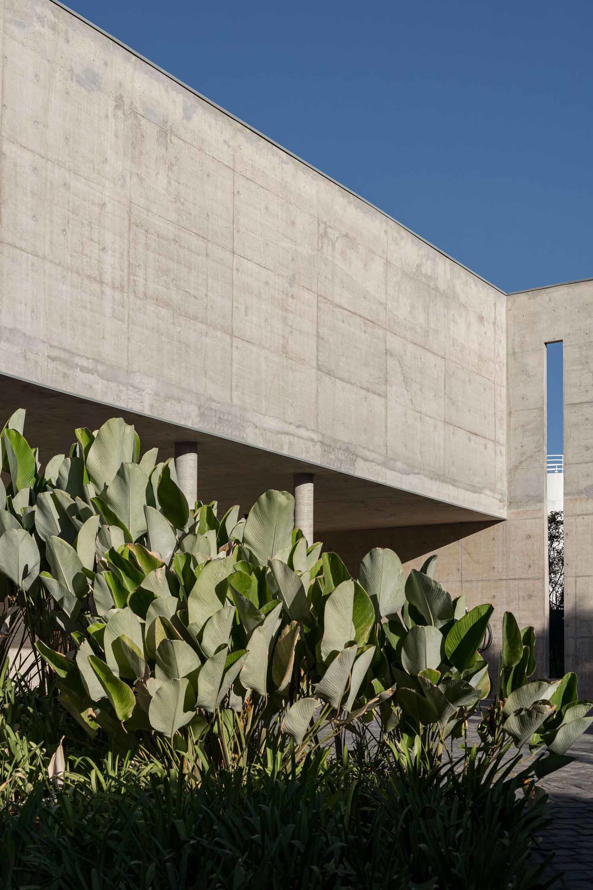 Modern building constructed from concrete, showcasing clean lines and minimalist design