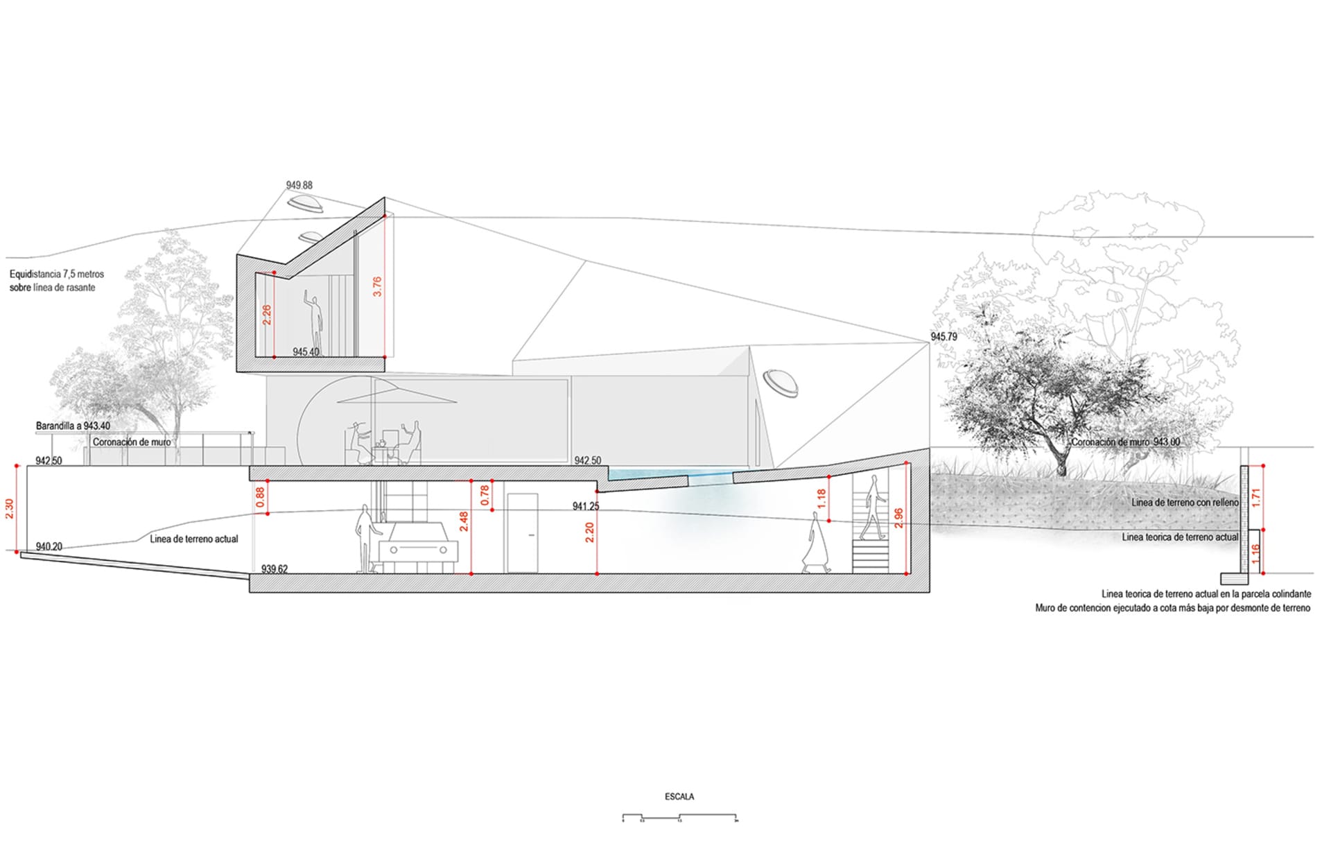 Modern architecture floor plan featuring concrete elements.