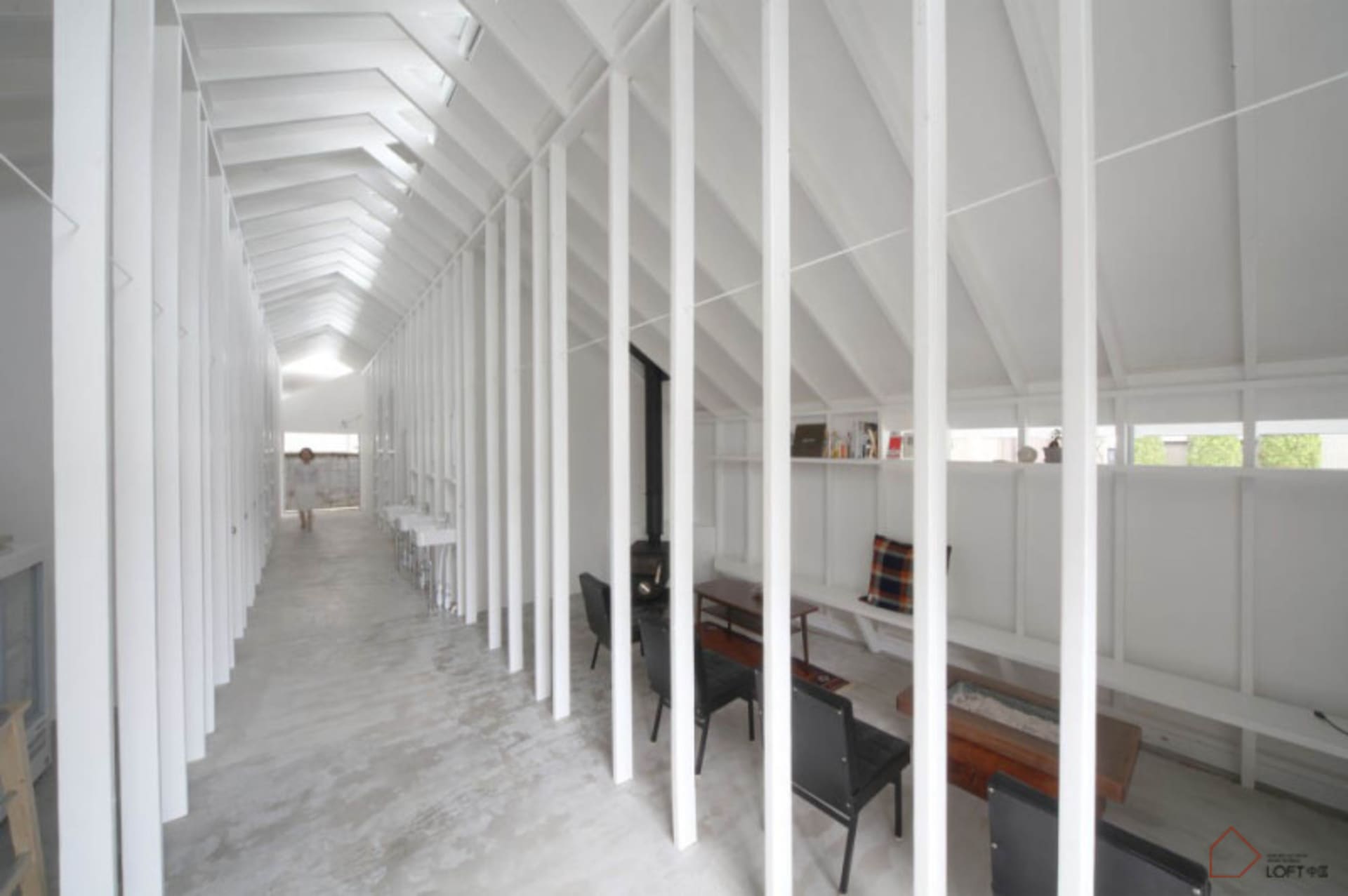 White office space featuring modern design elements