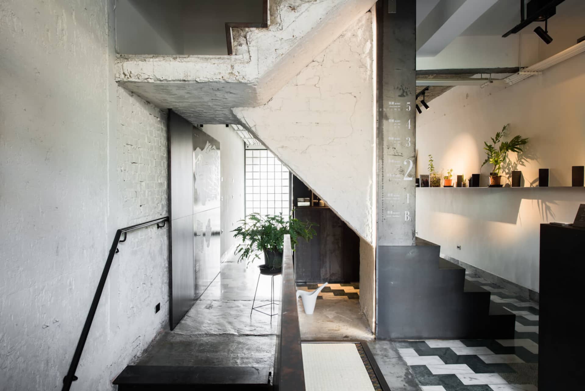 Commercial space with concrete and glass materials in an urban setting