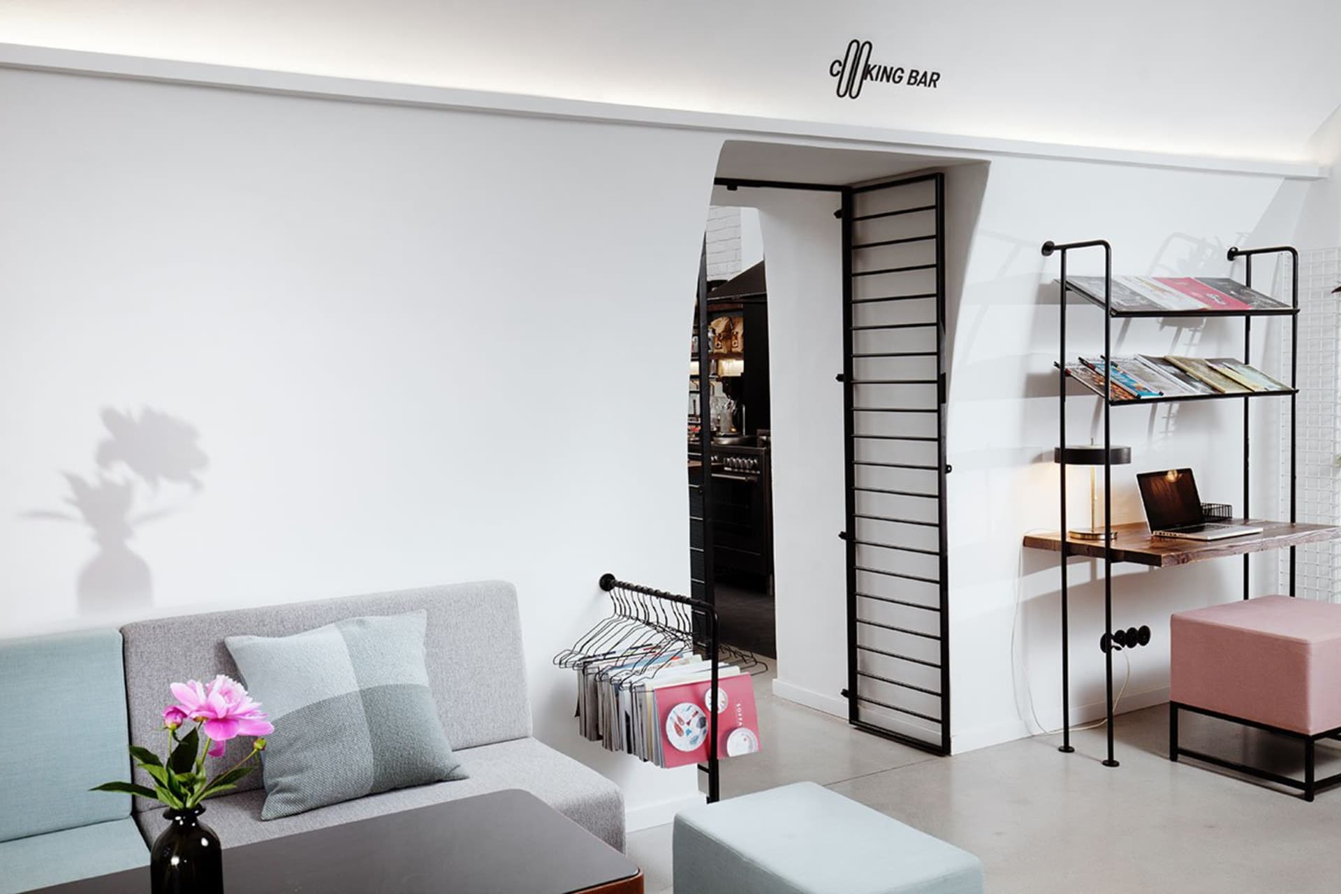 Modern interior living room featuring contemporary furniture pieces and minimalist design elements.