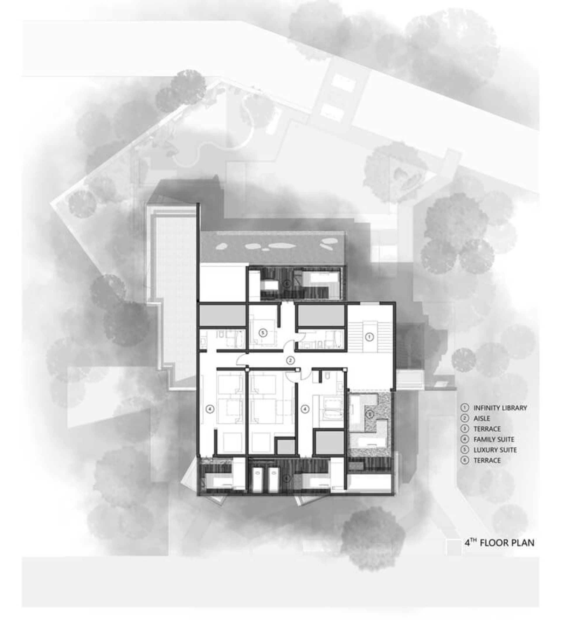 Floor plan of an apartment layout in a 2D design.