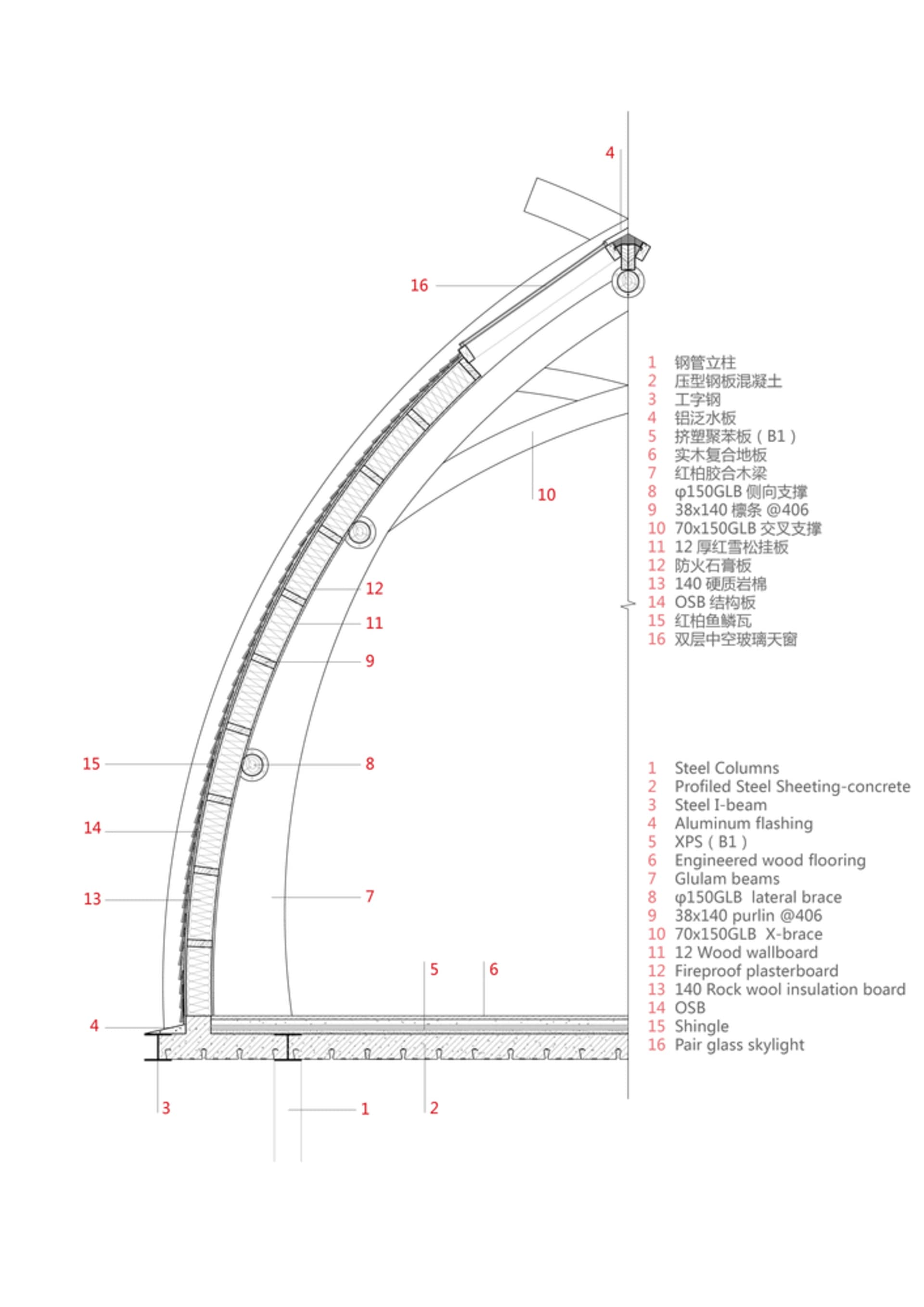 Architectural drawing showing a detailed metal floor plan in a structural design context.