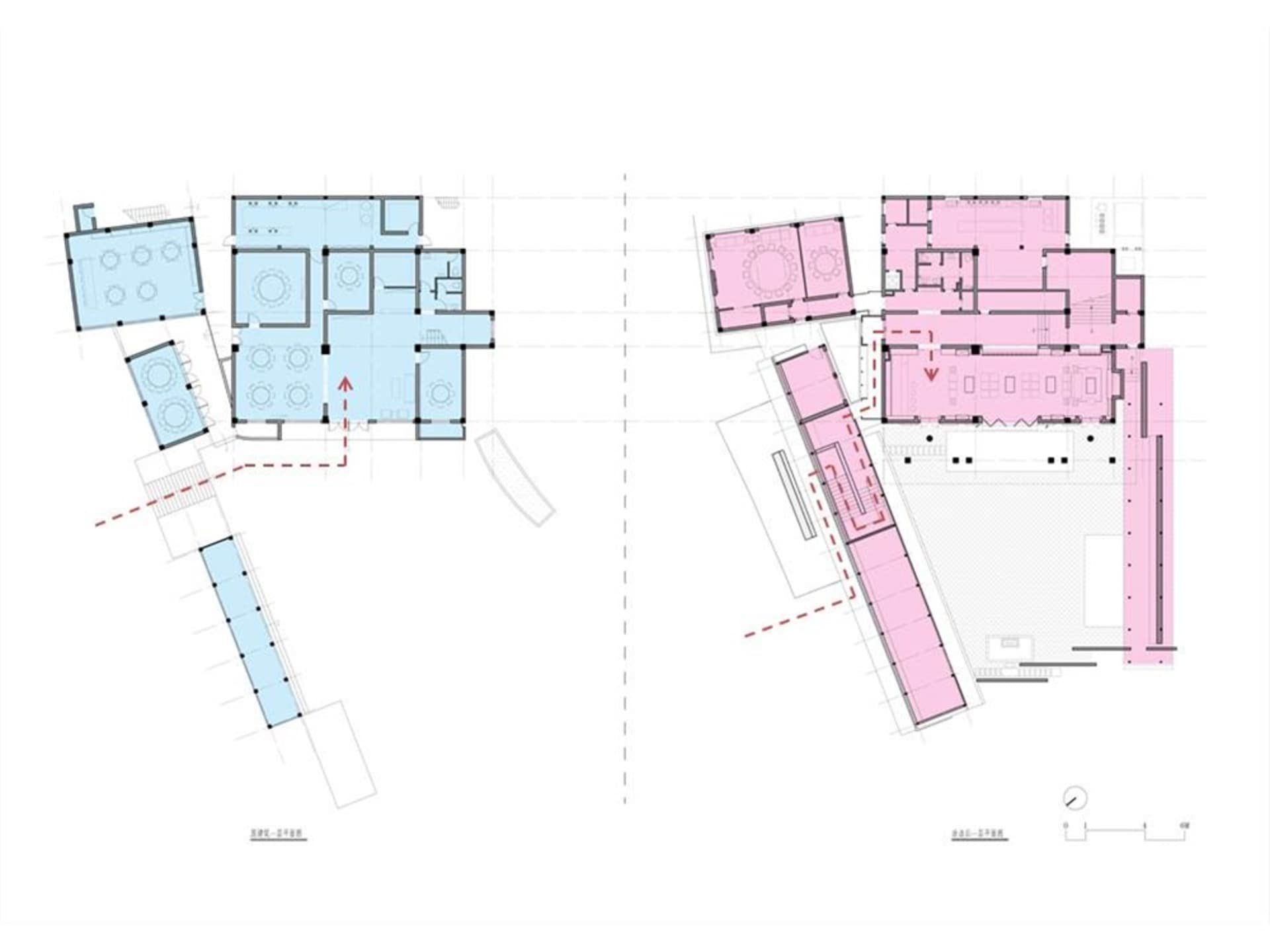 Blueprints for architectural plans of a building