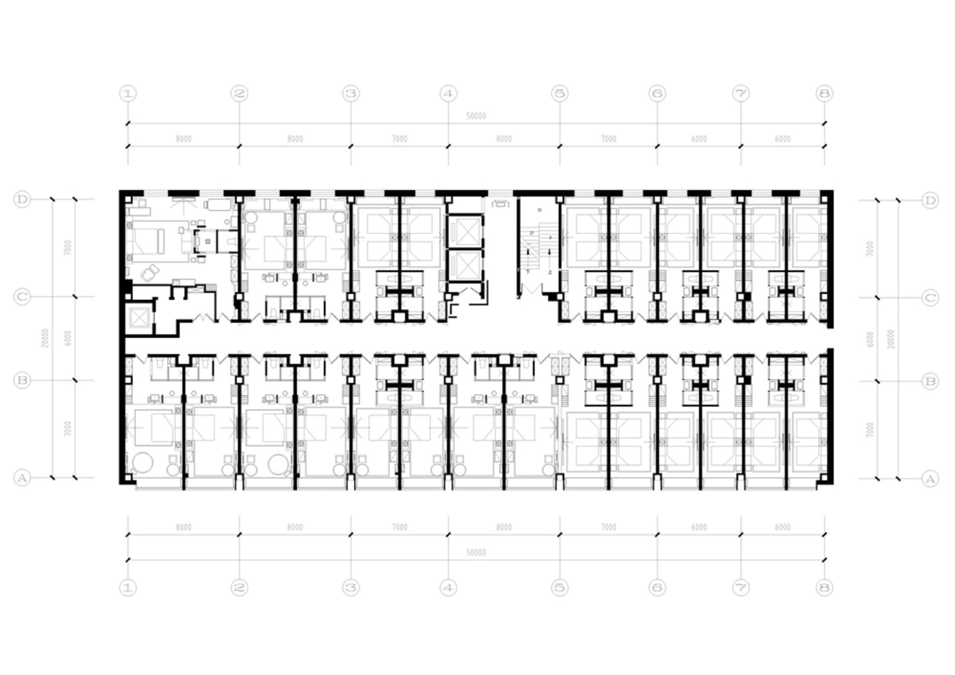 辦公室平面圖的詳細建築視圖,以閱讀模式呈現。