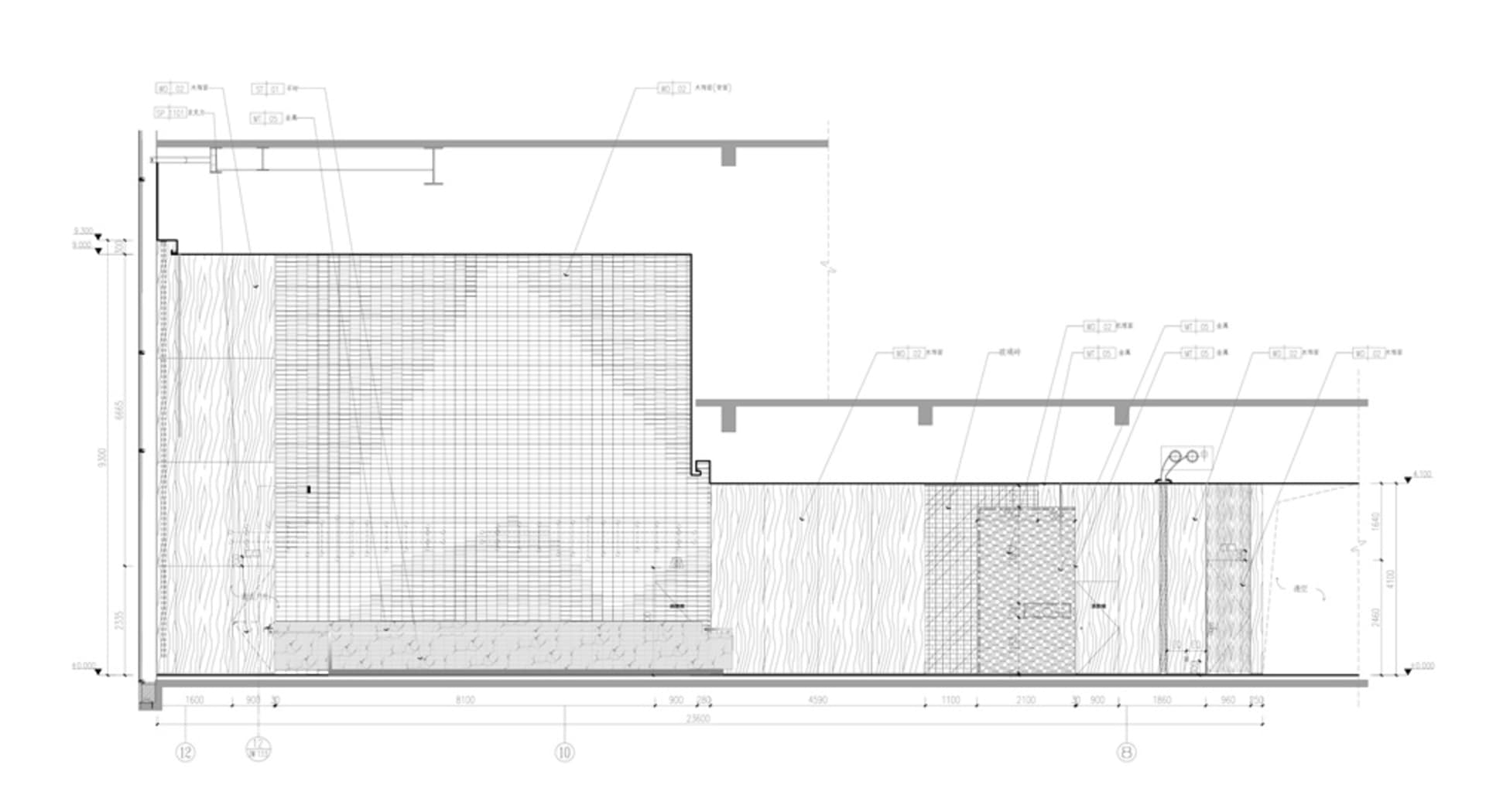 現代建築平面圖,展示混凝土地板,中央設有梯子。