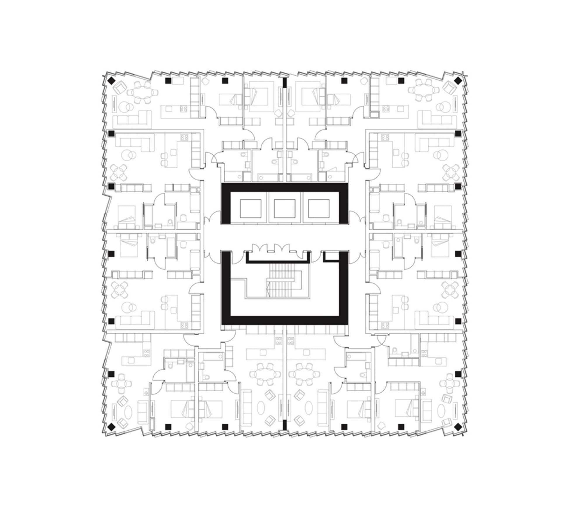 一張黑白現代住宅建築平面圖