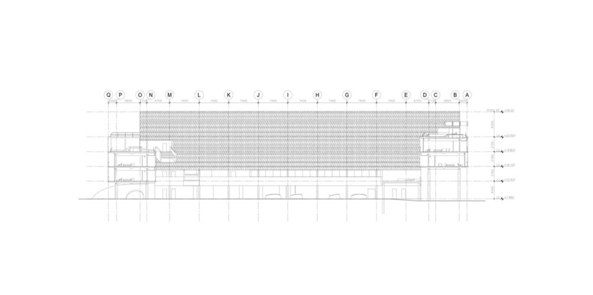 一張詳細的黑白線條建築平面圖。