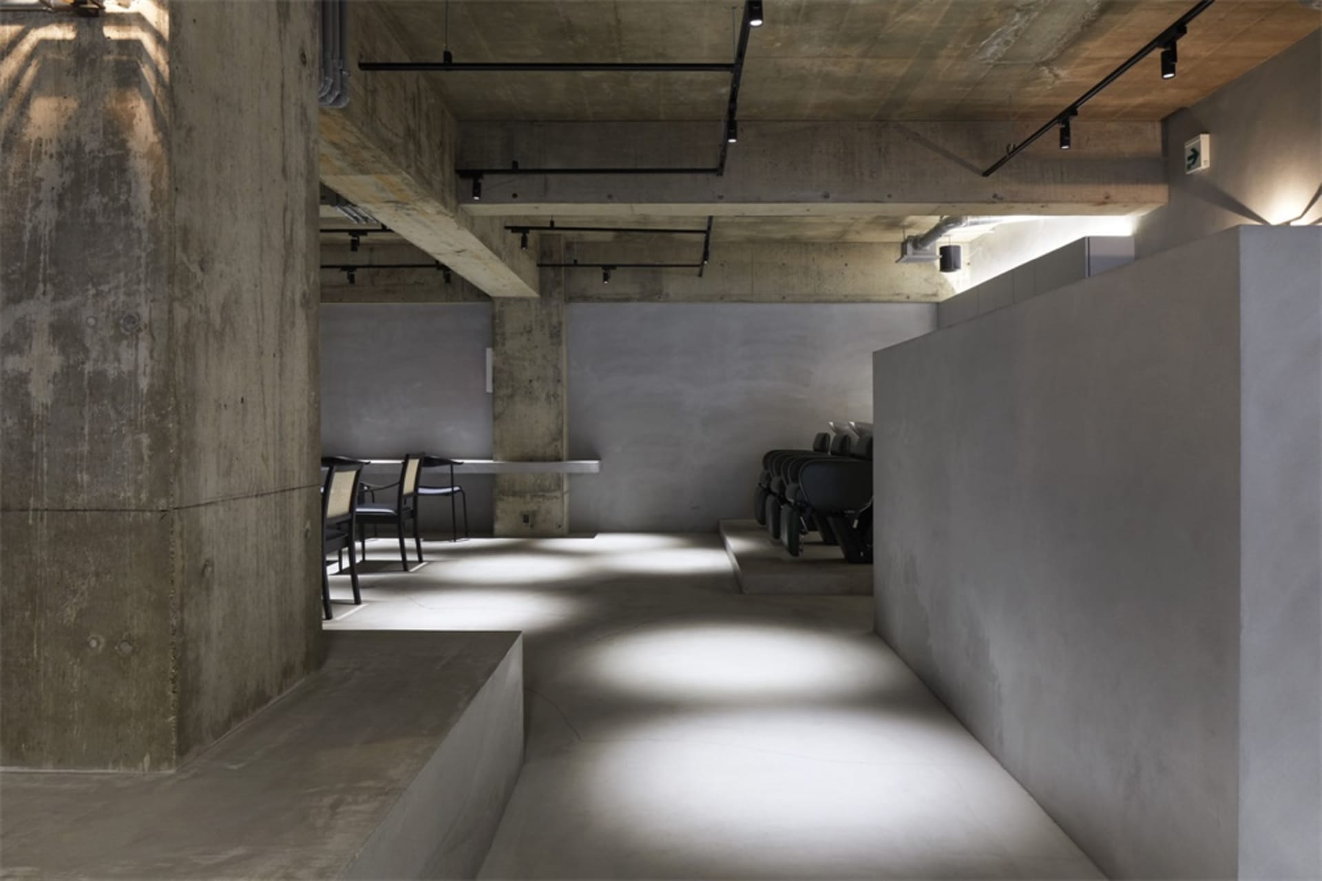 Concrete walls and floor in a minimalist interior space