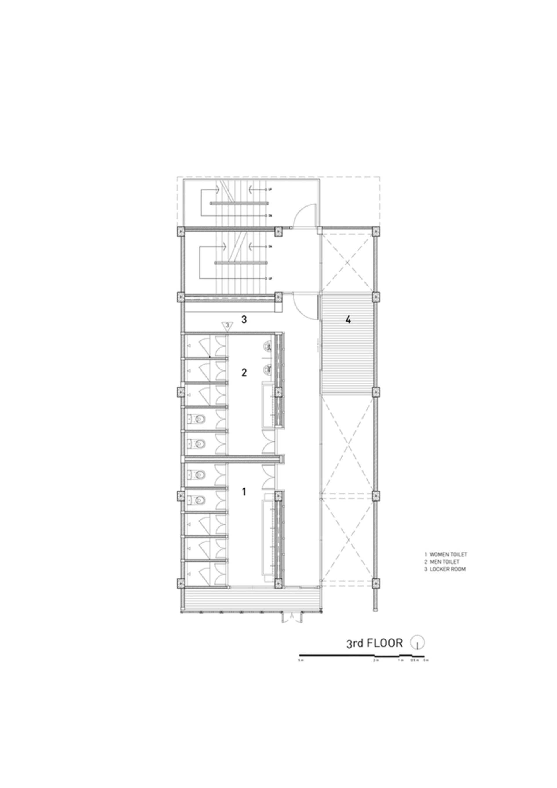 詳細的建築圖面,展示辦公大樓三樓的空間配置