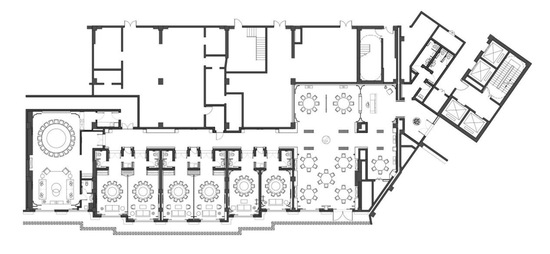 Blueprint of an industrial-style restaurant space