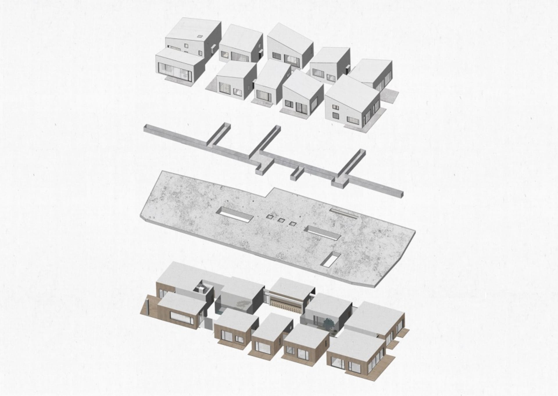 現代住宅的3D建築渲染平面圖