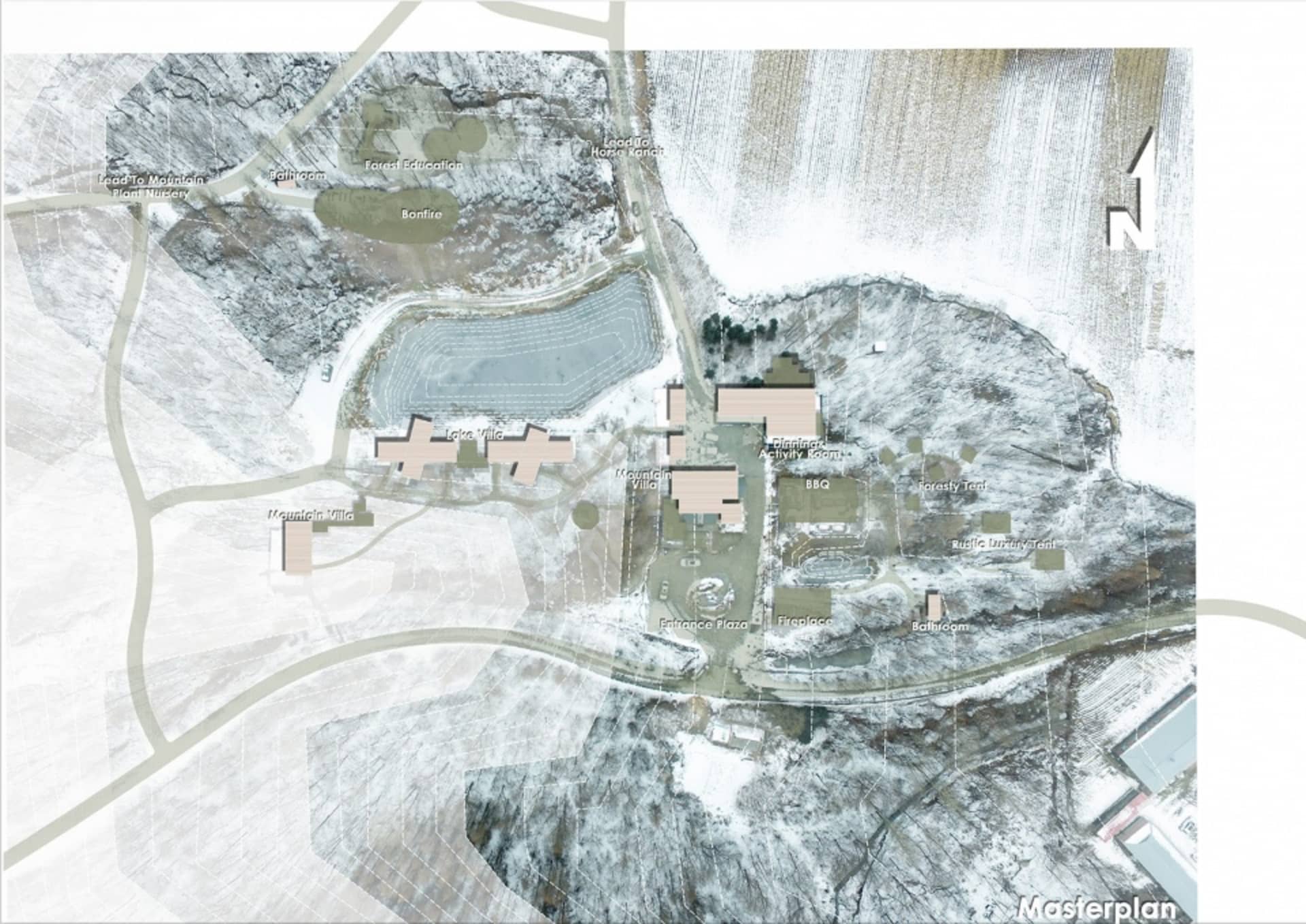 露營地規劃圖，顯示各項設施與分區配置。