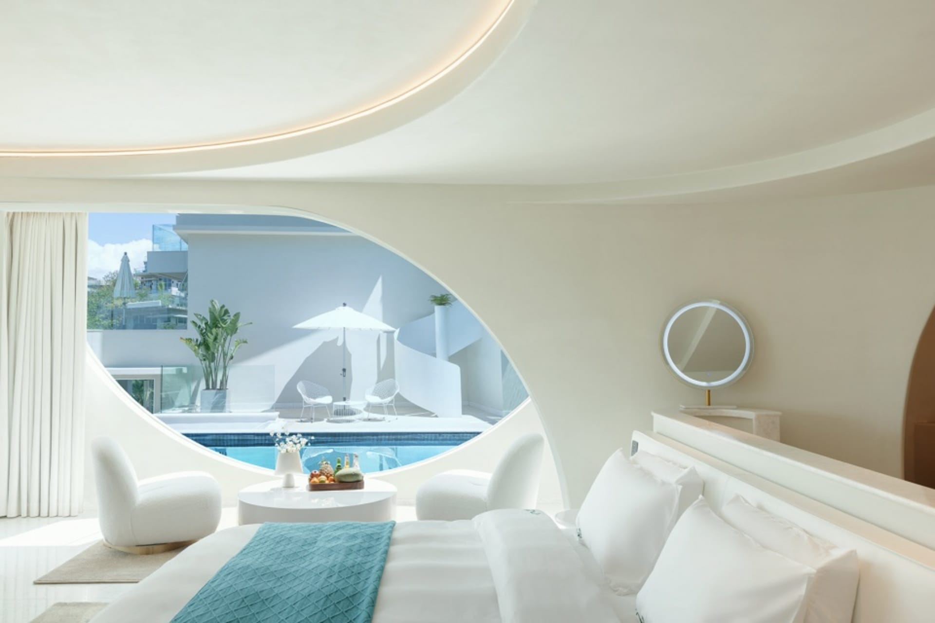 A modern bathroom with glass features and a contemporary design.
