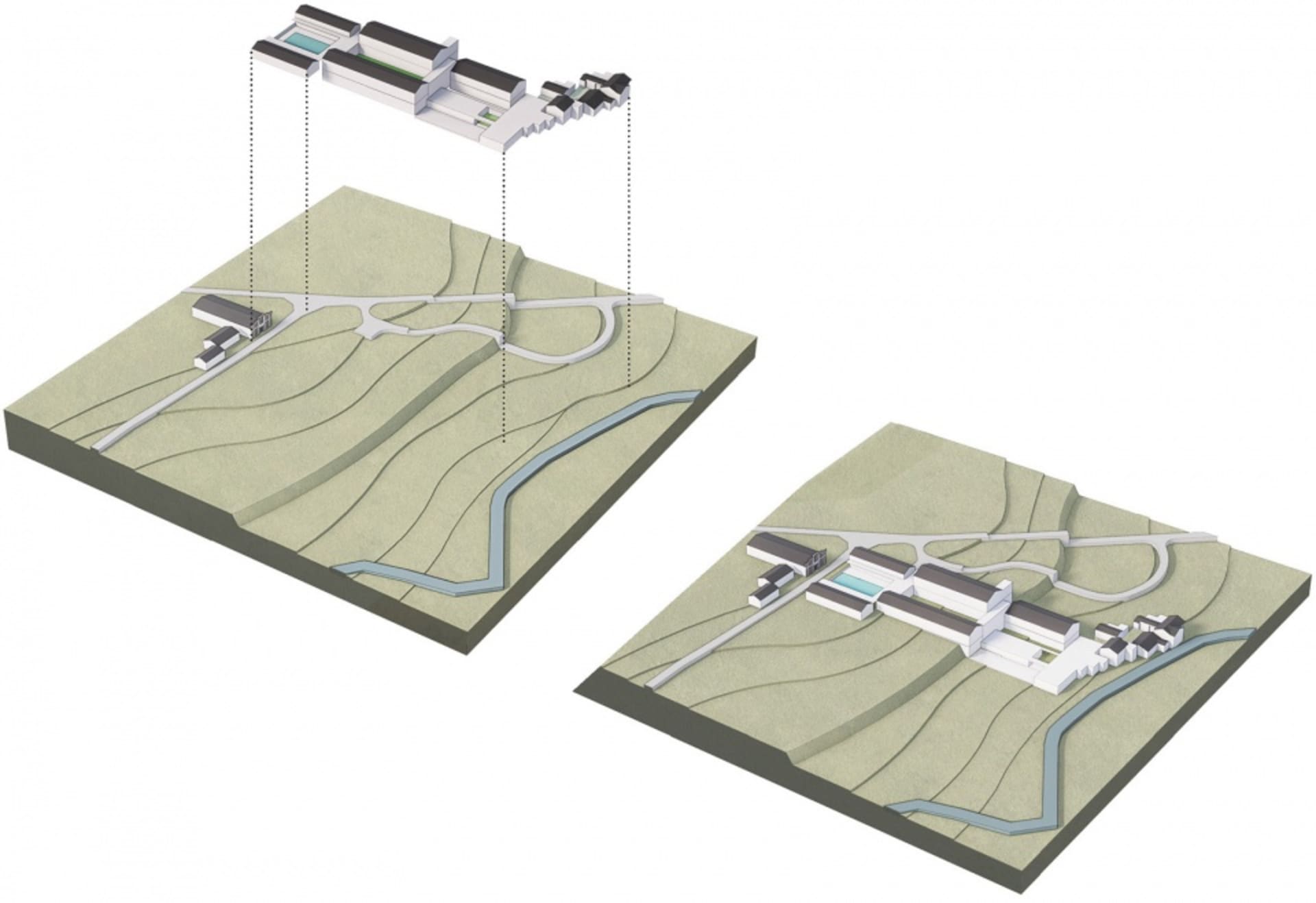 Aerial view of a modern landscape design with greenery