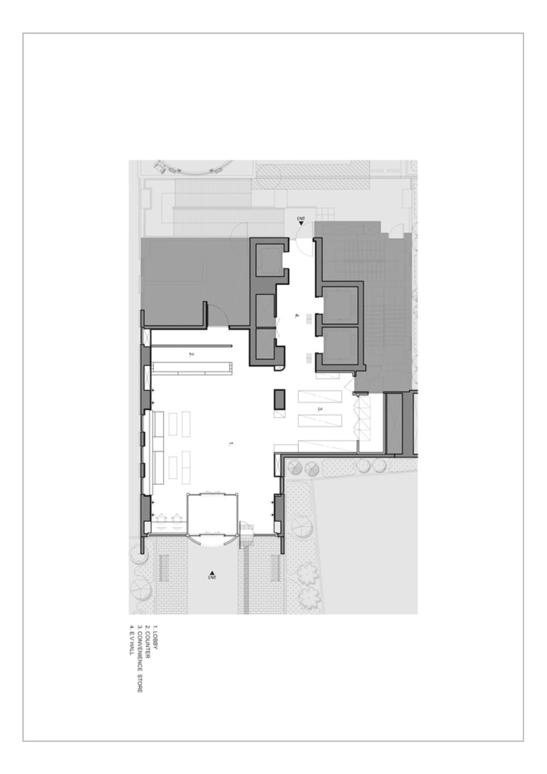 紙上建築設計的平面圖配置。