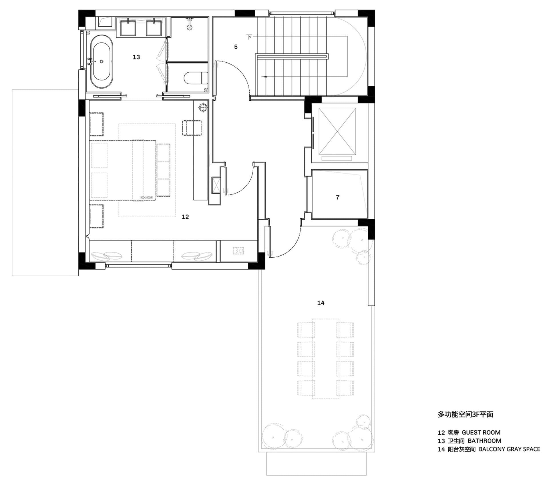 Modern living space with wooden floor plan showing furniture layout and space utilization