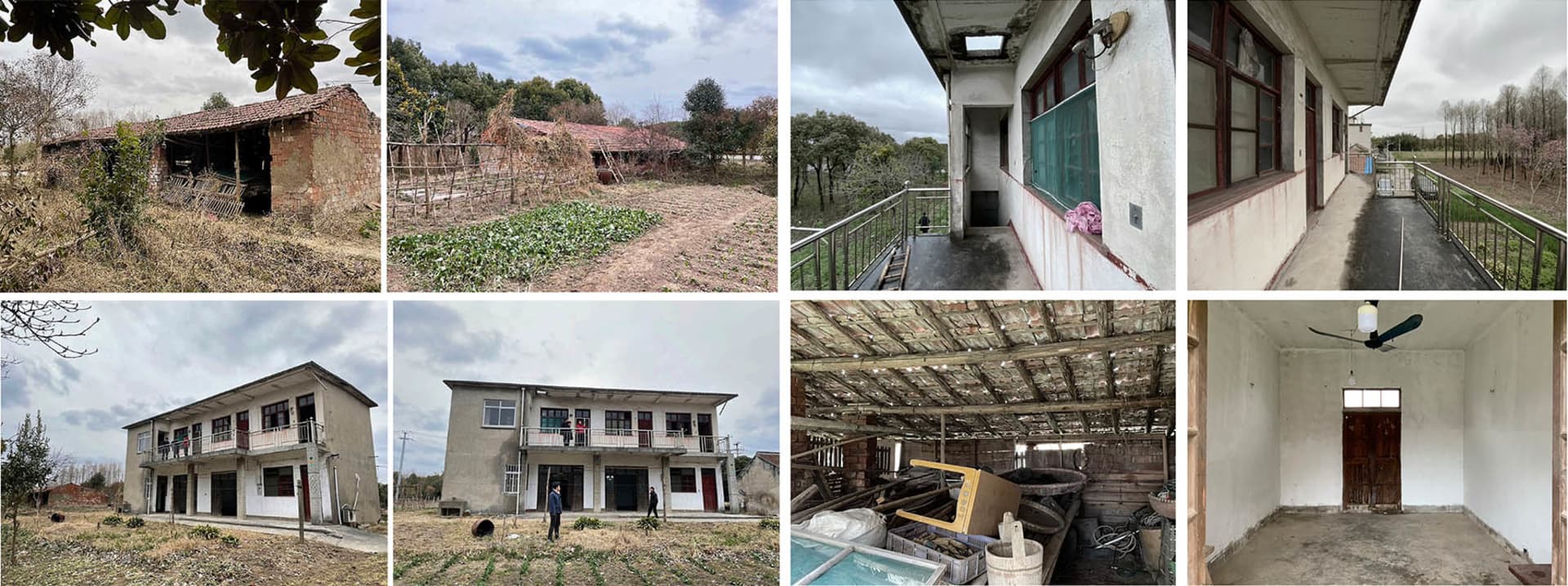 A collage of various stages of residential construction.
